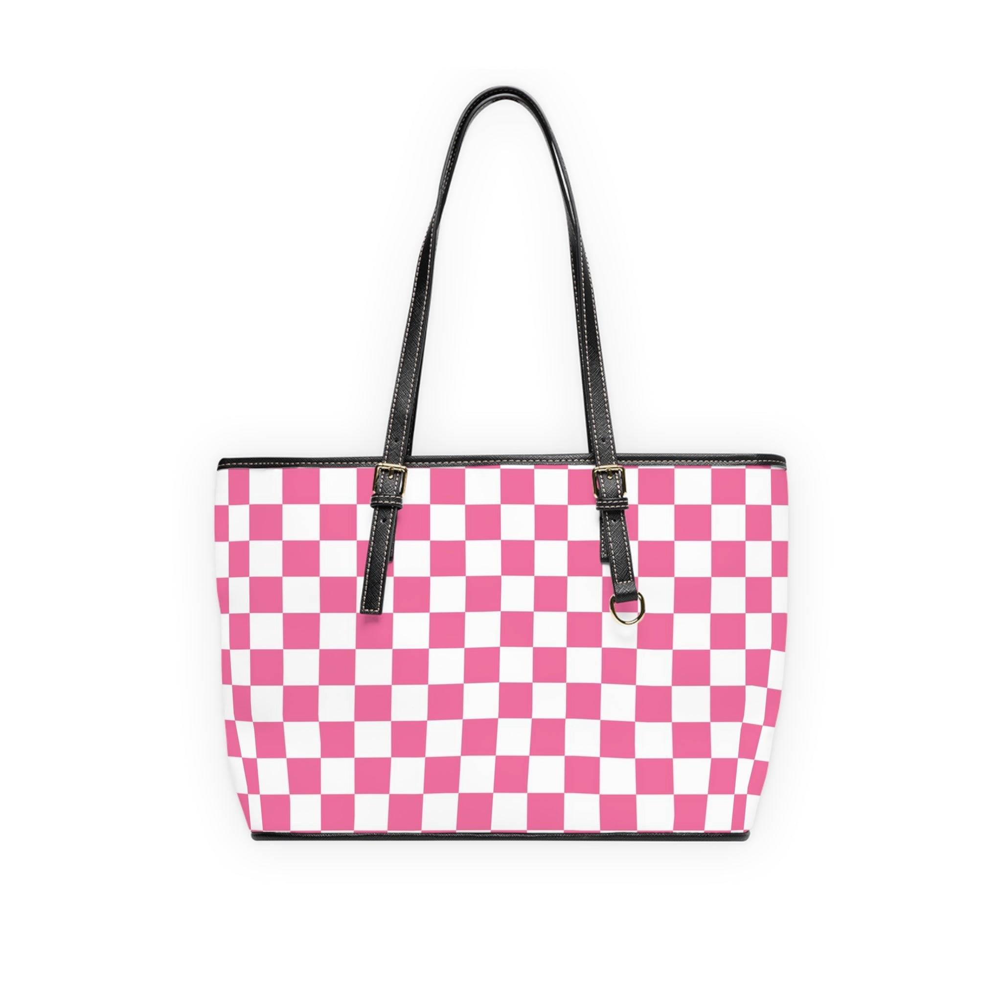 Yuyushiki Pink Check PU Leather Shoulder Bag, Artsulli - Art is Long, Life is Short, Bags, Size, 16" x 10", Color, Black, , , 14121686540480164546