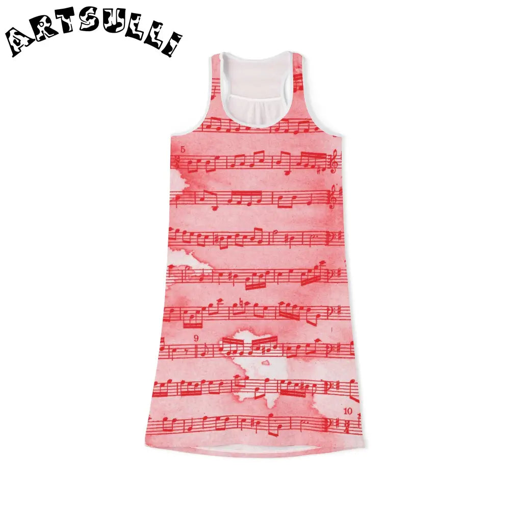 JAKKOUTTHEBXX Pink Musical Notation Sleeveless Dress 2025