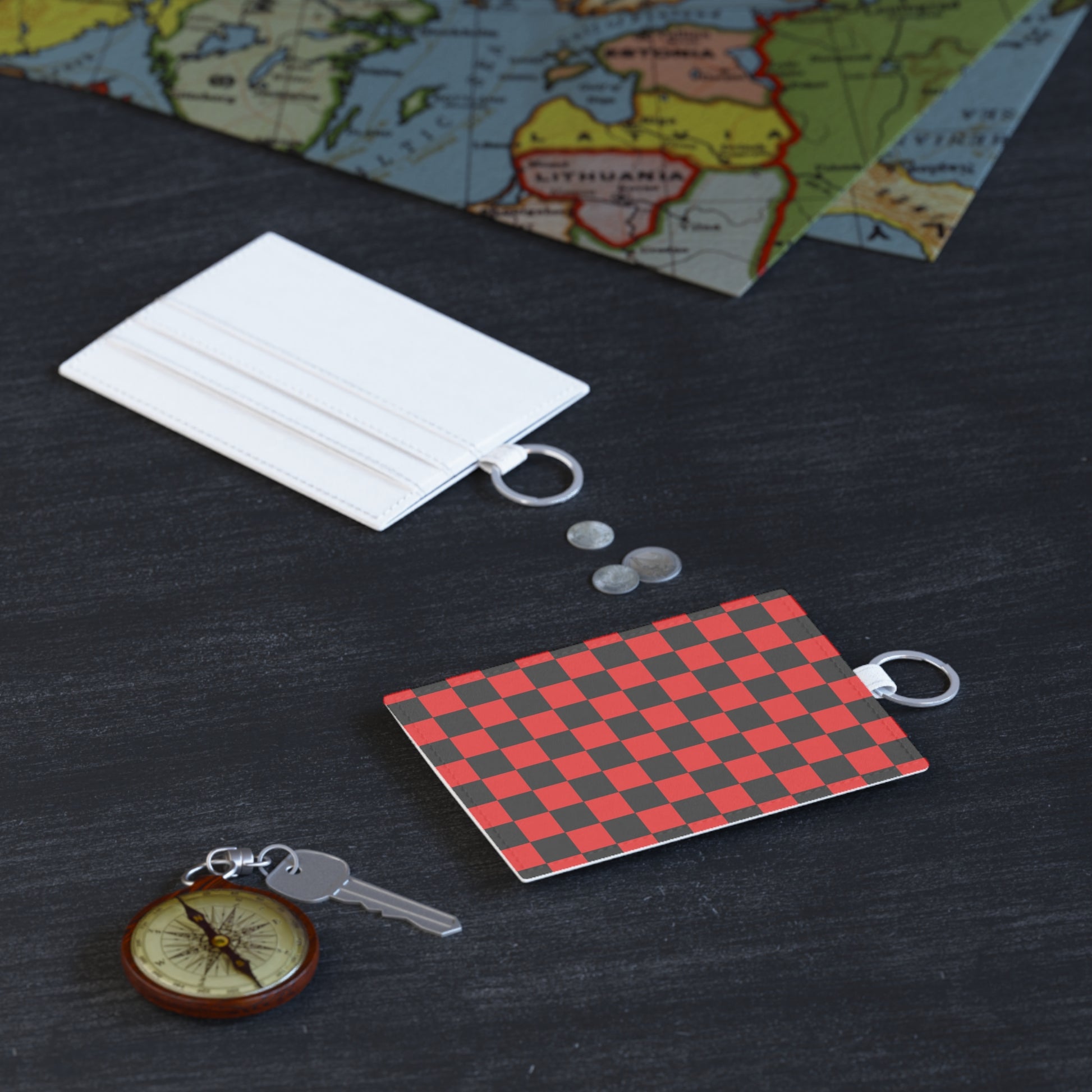 Checkerboard Red and Black Saffiano Leather Card Holder, Artsulli - Art is Long, Life is Short, Accessories, , , , , , , 