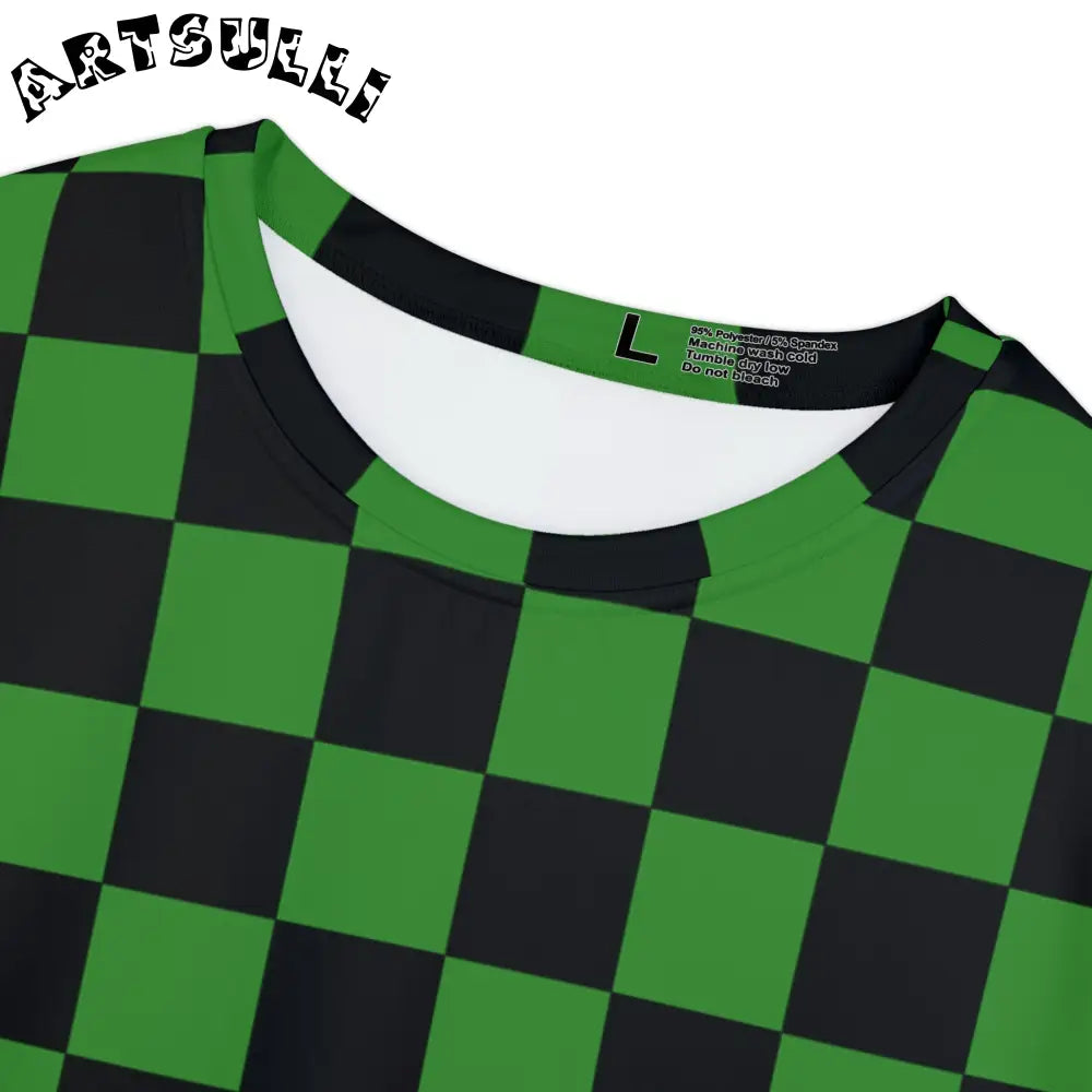 JAKKOUTTHEBXX Checkerboard Green and Black Women’s Short Sleeve