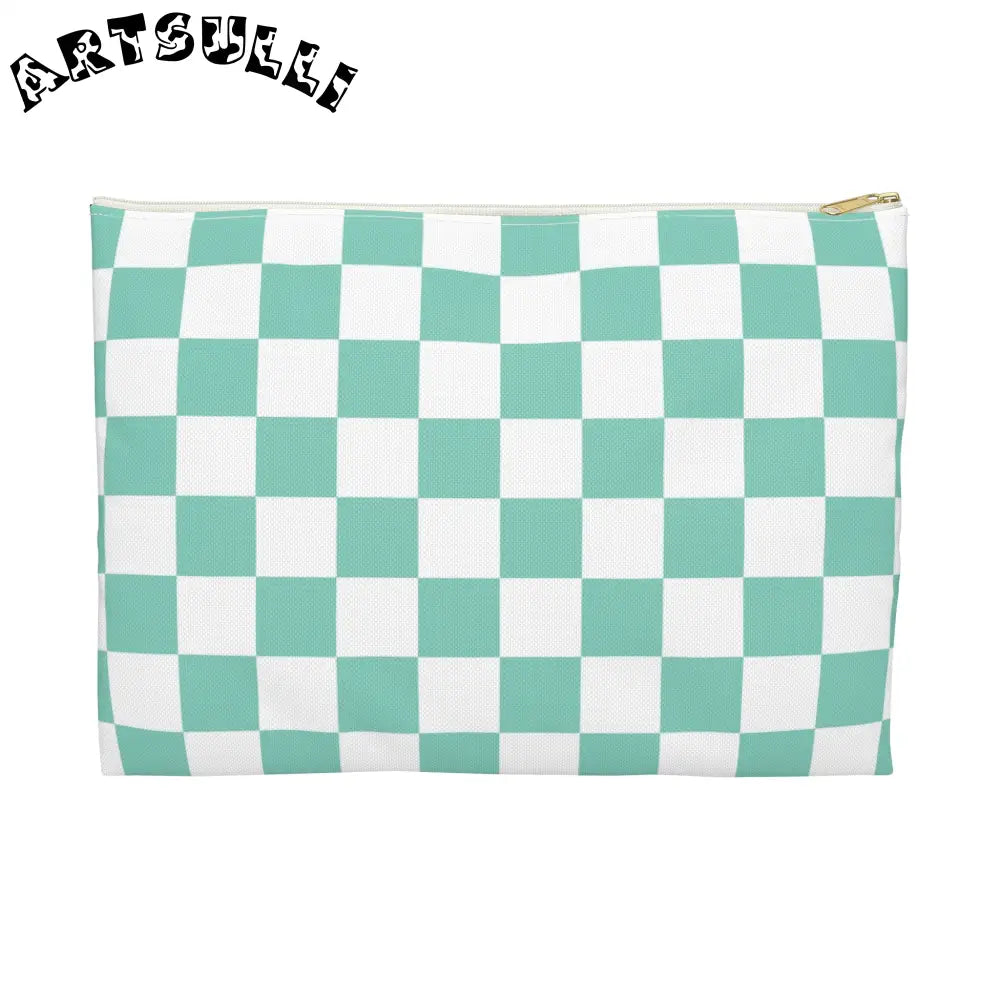 JAKKOUTTHEBXX Checkerboard Light Green Accessory Pouch JAKKOUTTHEBXX