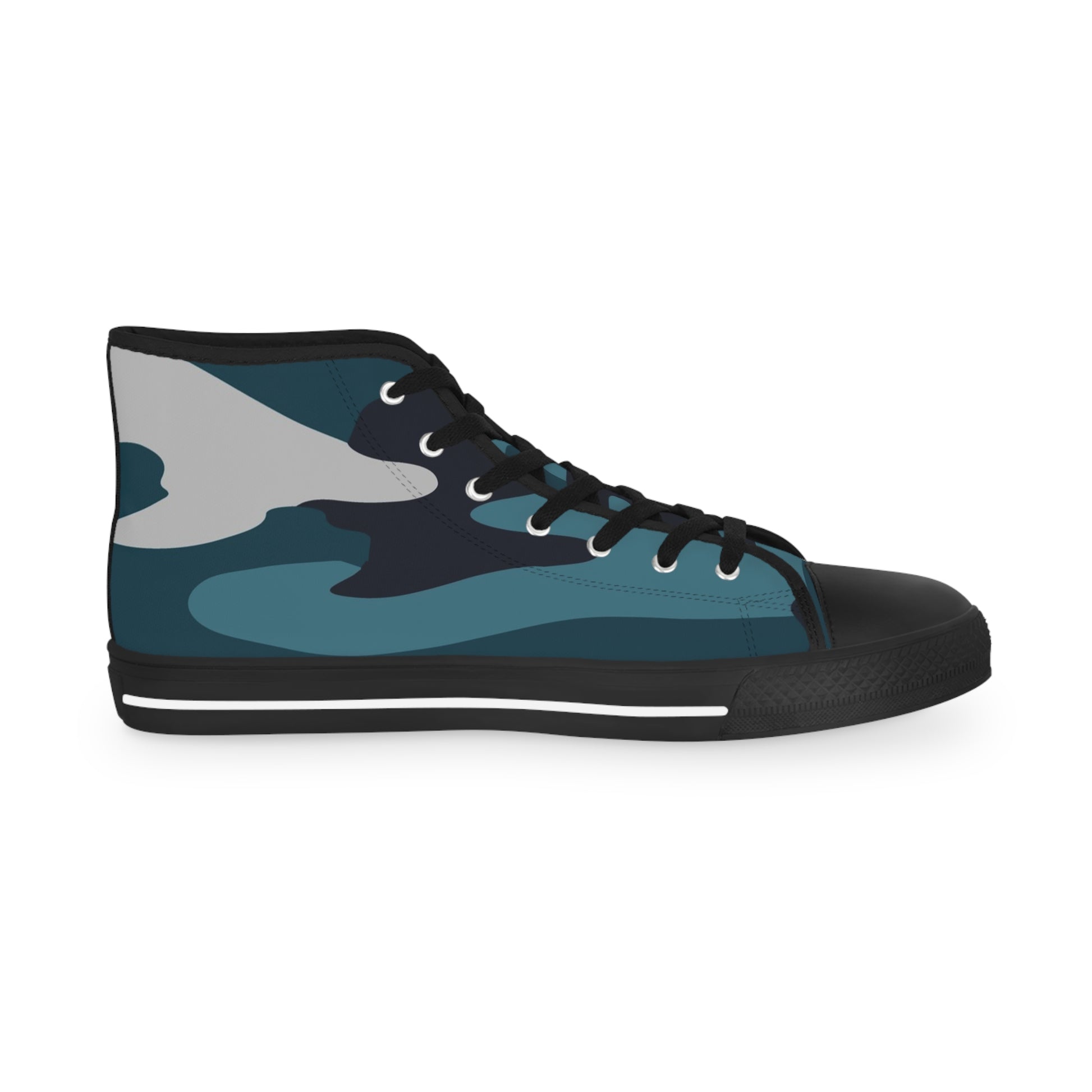 Blue Camouflage Men's High Top Sneakers, Artsulli - Art is Long, Life is Short, Shoes, , , , , , , 