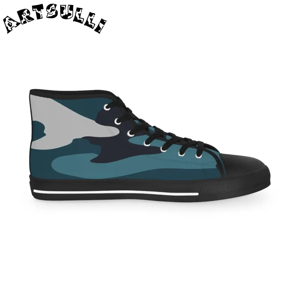 JAKKOUTTHEBXX Blue Camouflage Men’s High Top Sneakers JAKKOUTTHEBXX