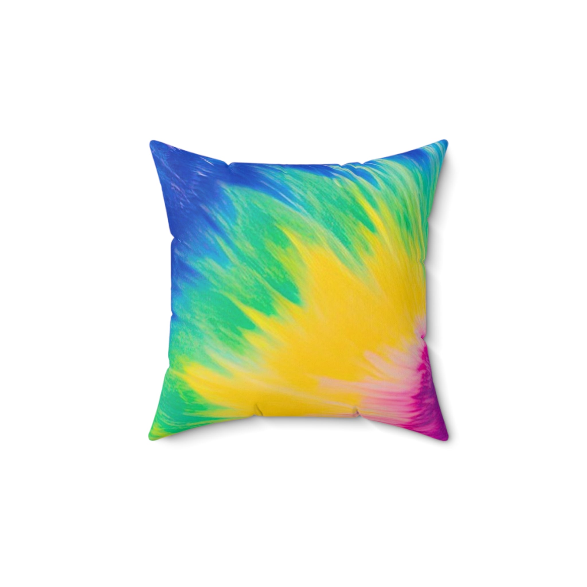 Psychedelic Tie Dye Spun Polyester Square Pillow, Artsulli - Art is Long, Life is Short, Home Decor, Size, 14" × 14", , , , , 83896265789825281269
