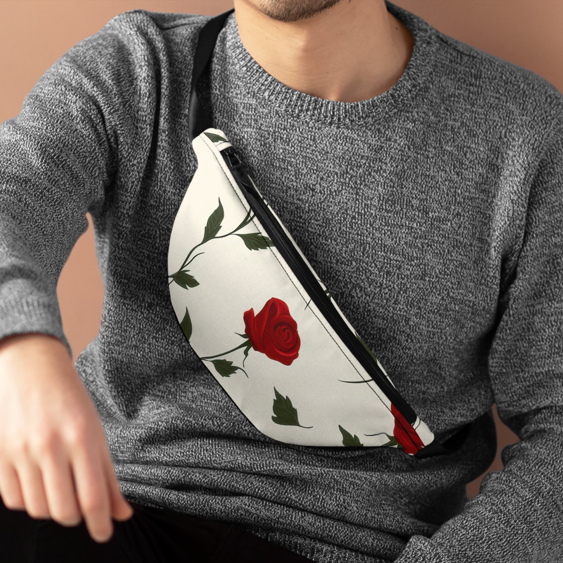 Red Roses Fanny Pack, Artsulli - Art is Long, Life is Short, Bags, , , , , , , 
