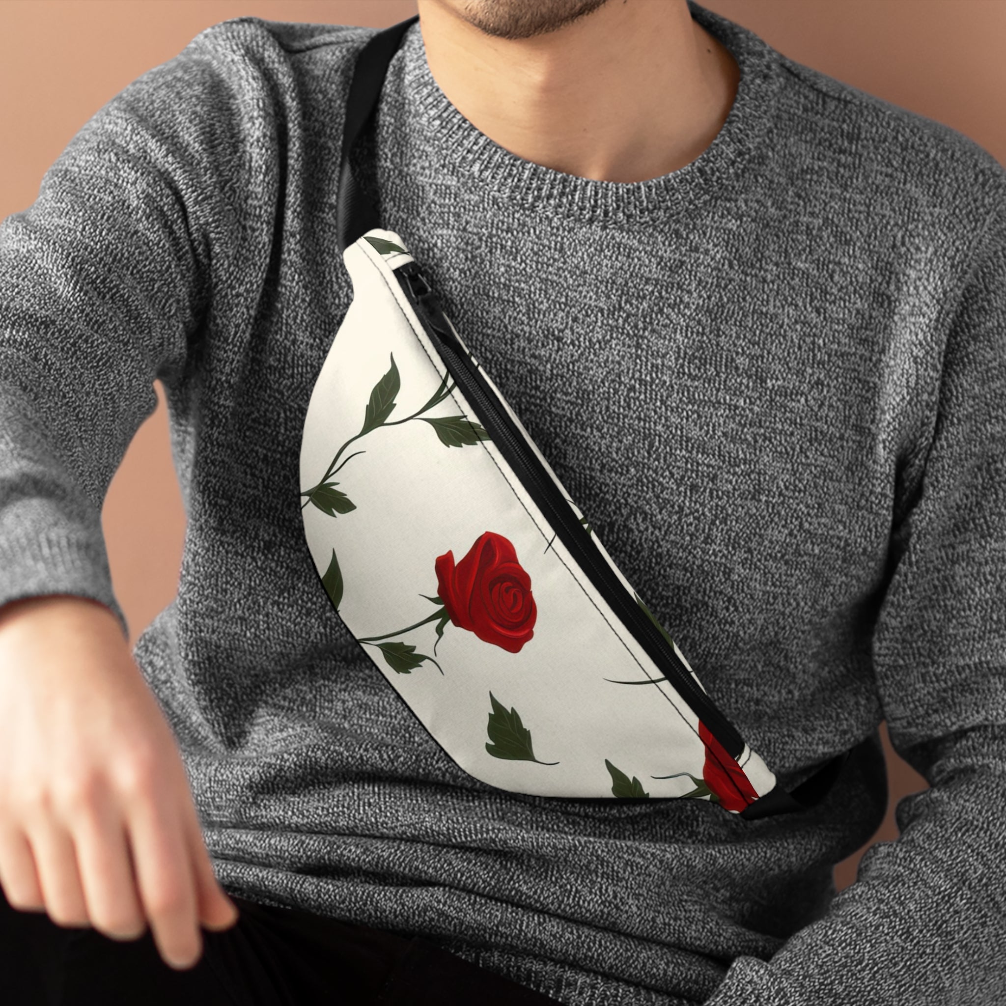 Red Roses Fanny Pack, Artsulli - Art is Long, Life is Short, Bags, , , , , , , 