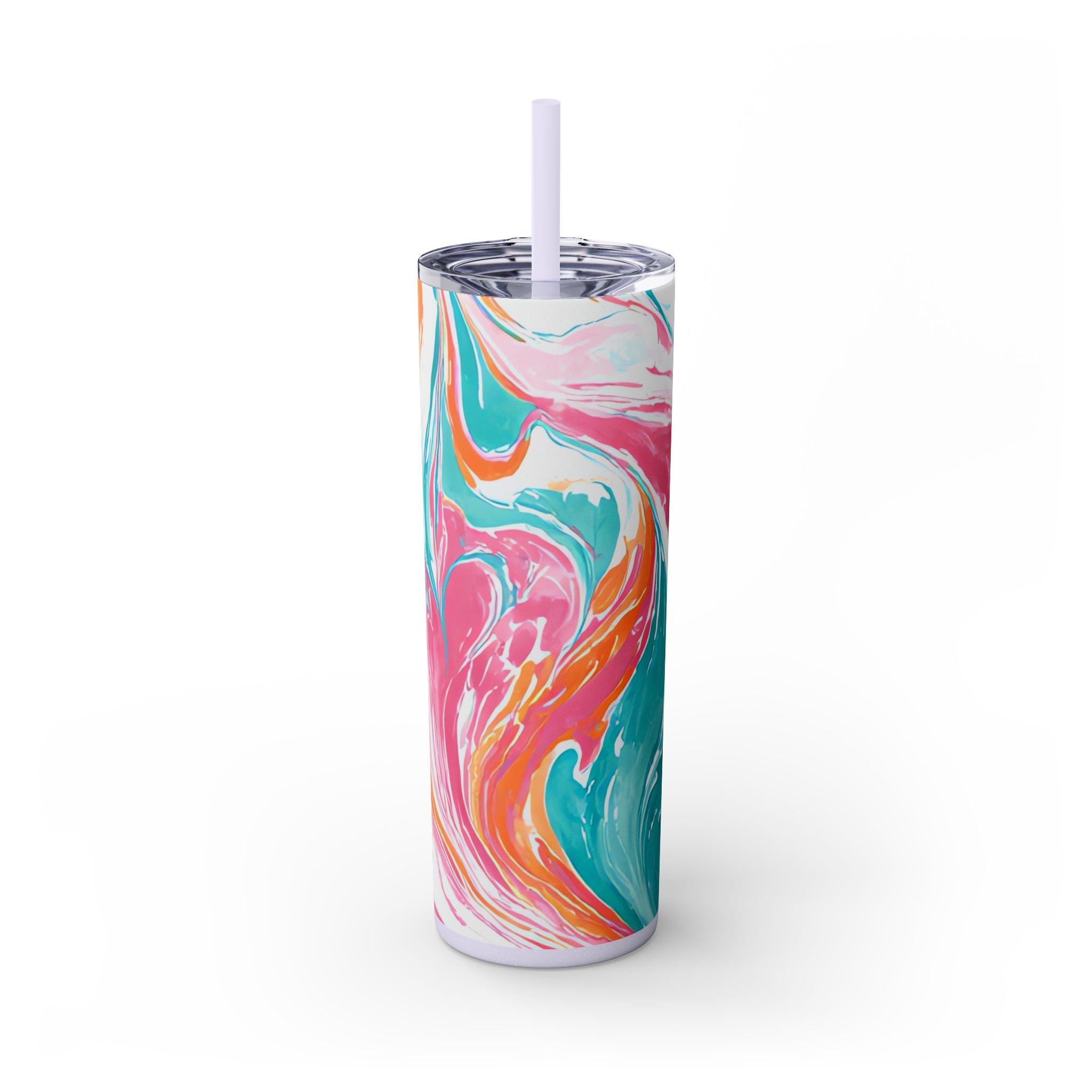 Liquid Pastel Spill Multi-Color Skinny Tumbler with Straw, 20oz, Artsulli - Art is Long, Life is Short, Mug, Finish, Glossy, Color, Glitter Lilac, Size, 20oz, 16390001548596261688
