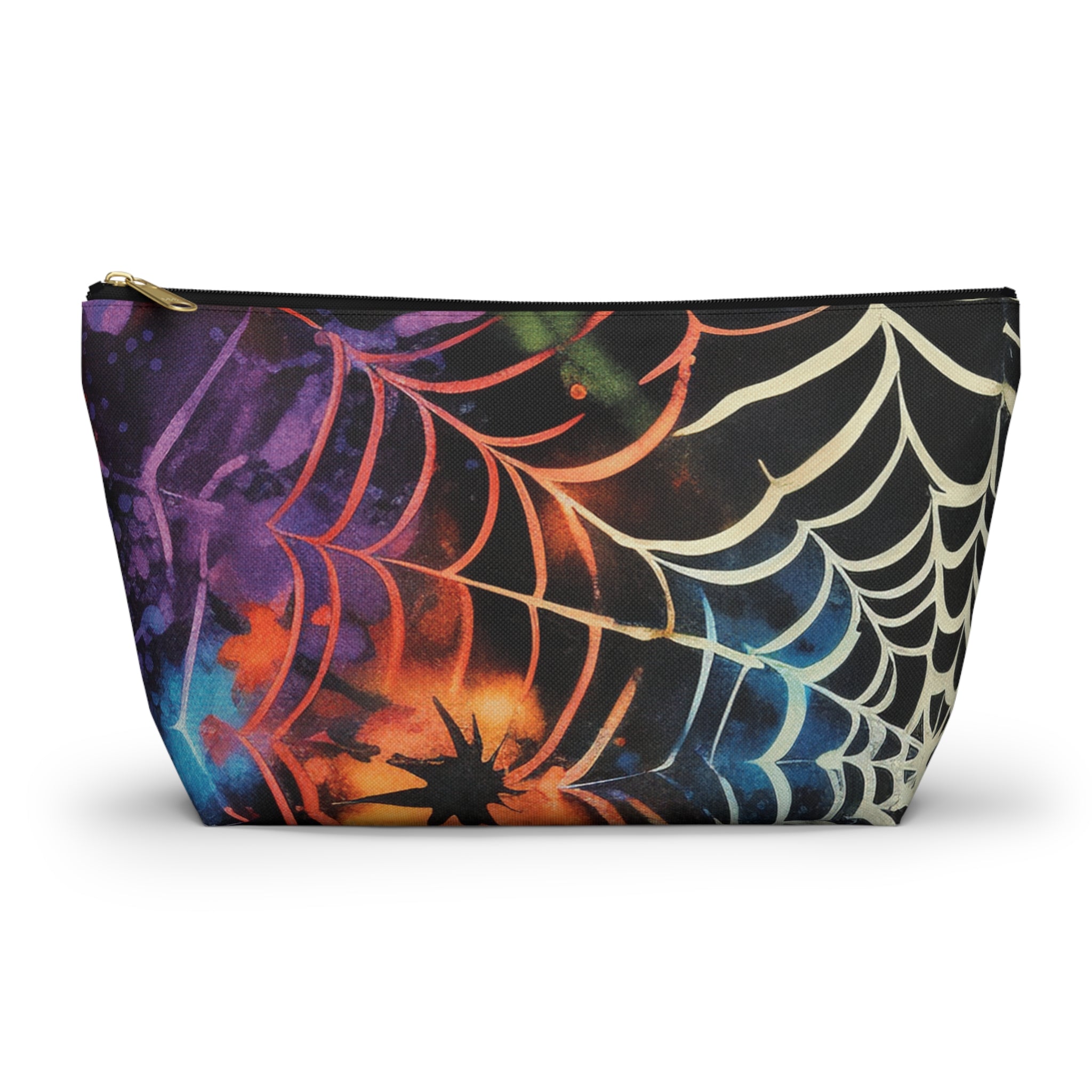 Spider Web Tie Dye Accessory Pouch w T-bottom, Artsulli - Art is Long, Life is Short, Bags, Size, Large, Color, Black zipper, , , 28274523252136180260