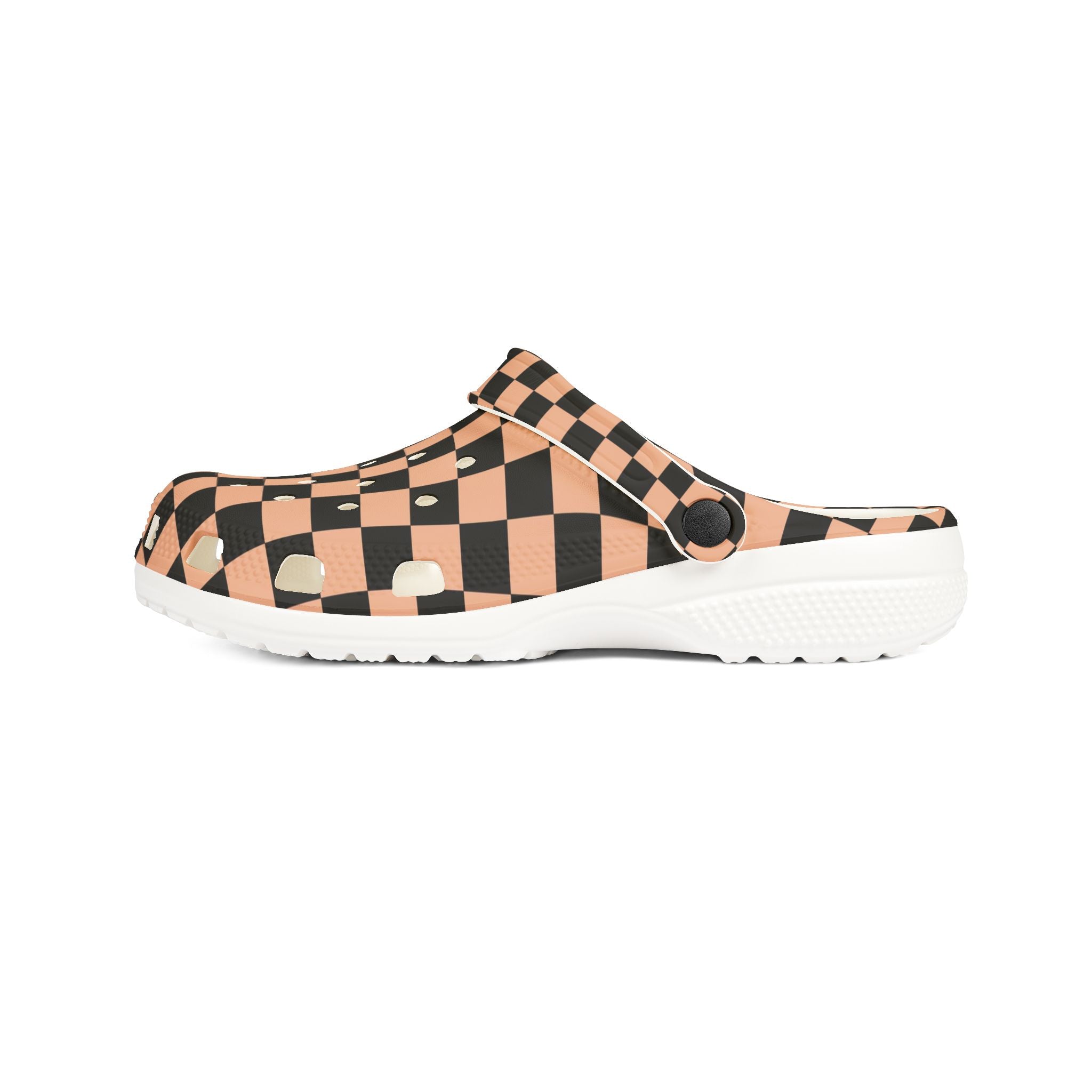 Checkerboard II Soft Orange and Black EVA Foam Rubber Shoes (AOP), Artsulli - Art is Long, Life is Short, Shoes, , , , , , , 