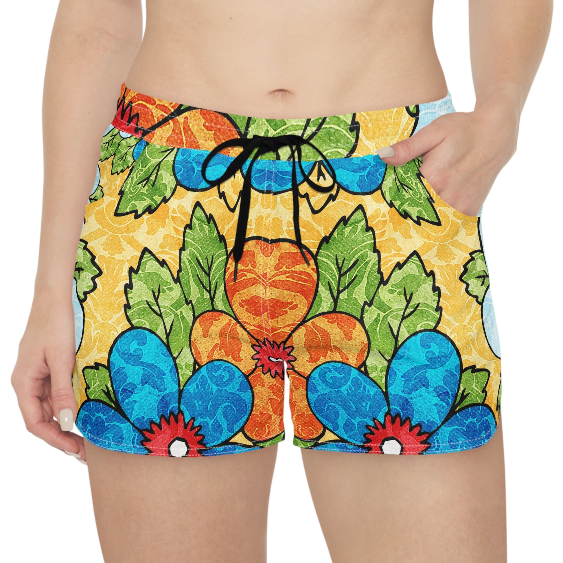 Groovy Yellow Floral Kl Women's Casual Shorts (AOP), Artsulli - Art is Long, Life is Short, All Over Prints, , , , , , , 