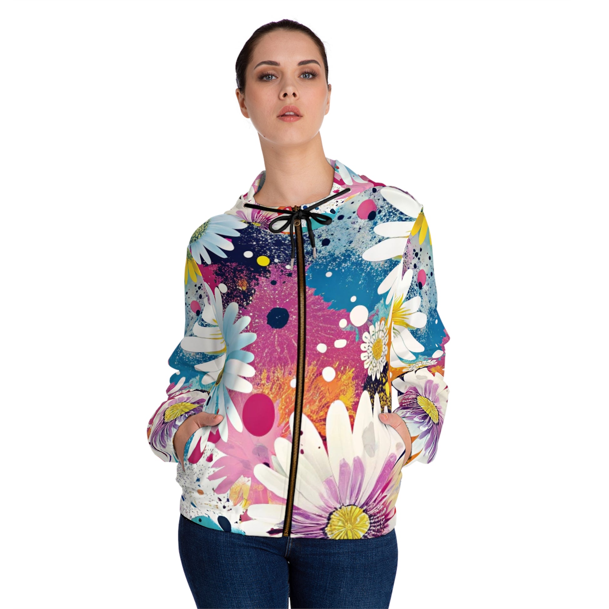 Magical Flower Explosion Multi-Color Women’s Full-Zip Hoodie (AOP), Artsulli - Art is Long, Life is Short, All Over Prints, , , , , , , 
