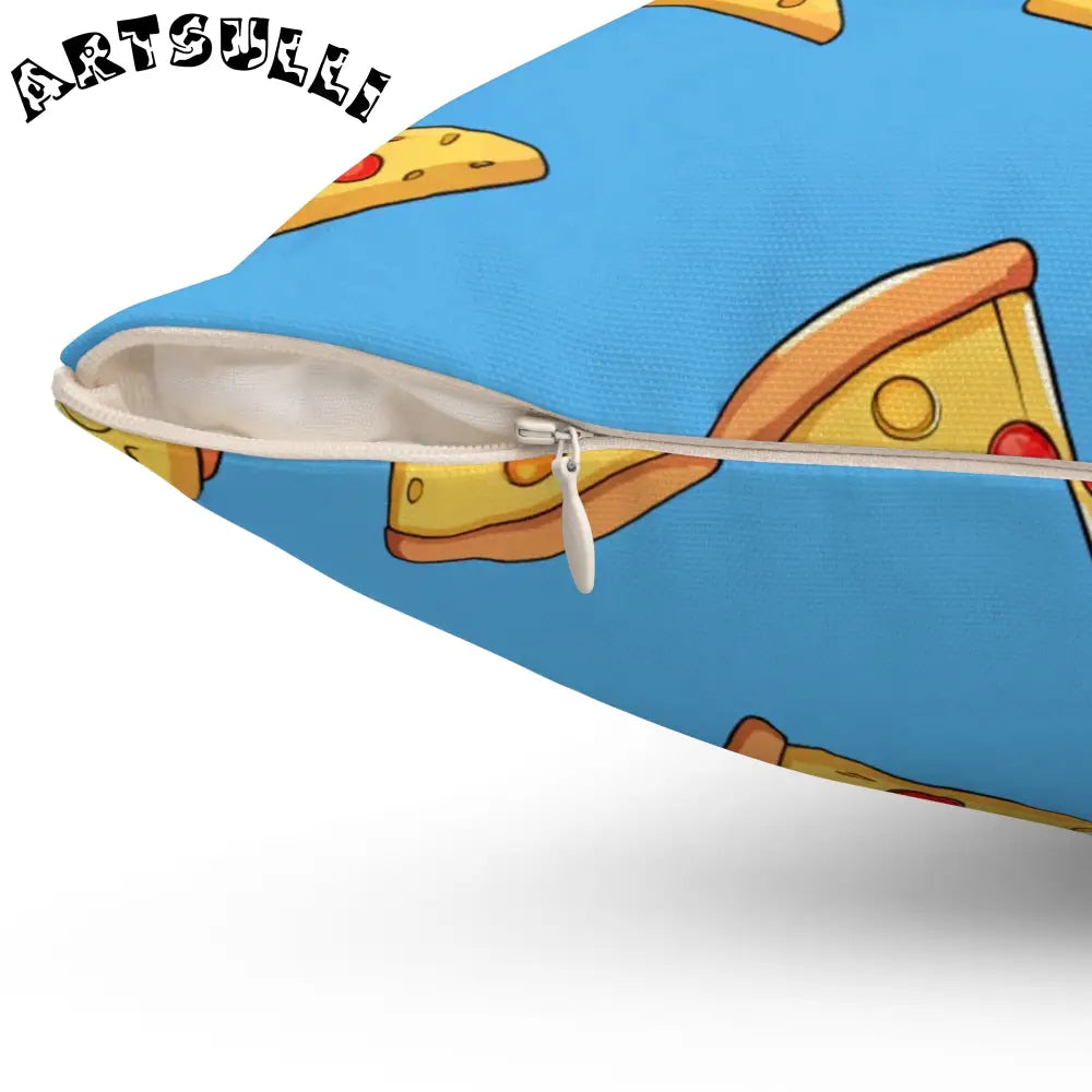 JAKKOUTTHEBXX Blue Pizza Dreamscape Spun Polyester Square Pillow