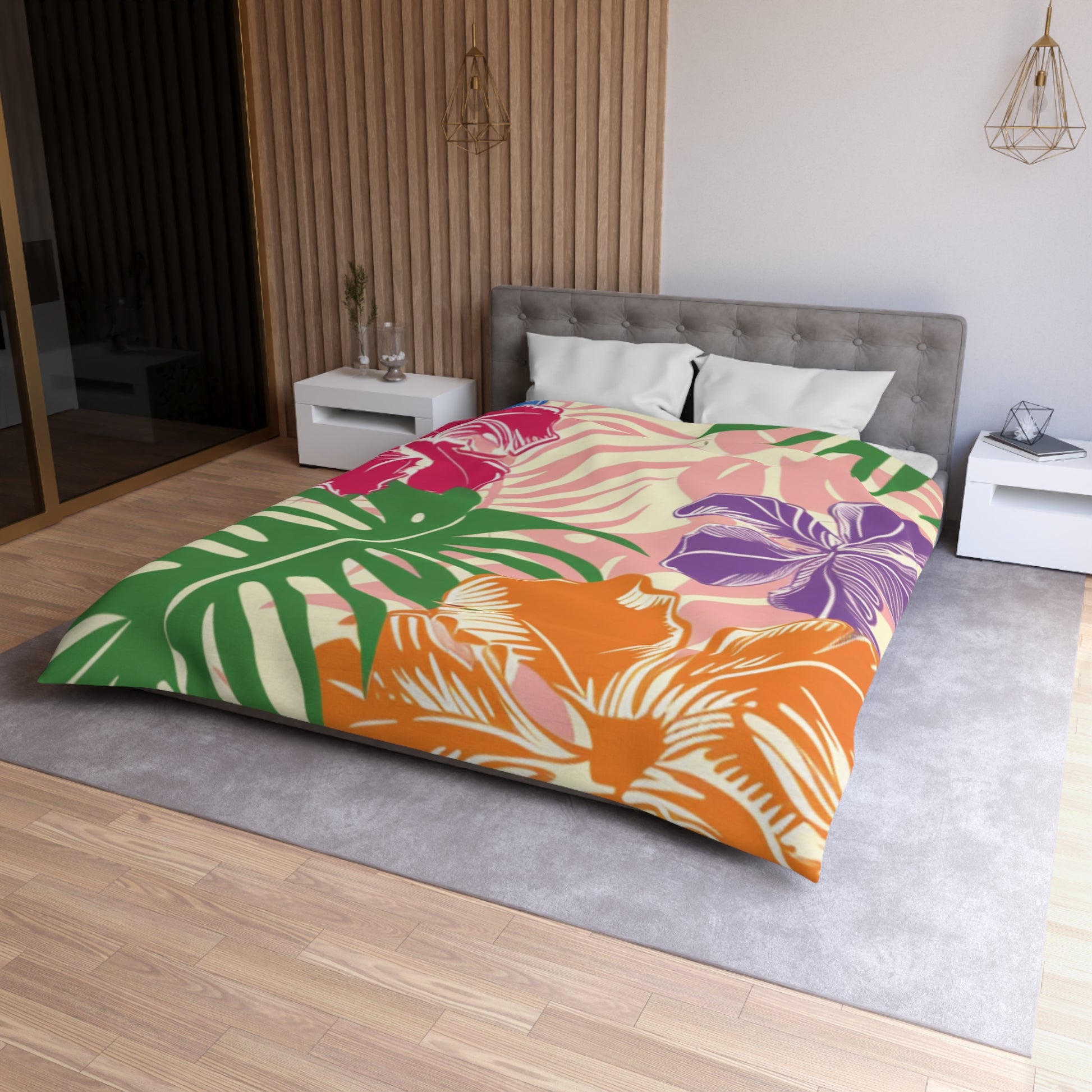 Blooming Tropical Flowers Microfiber Duvet Cover, Artsulli - Art is Long, Life is Short, Home Decor, , , , , , , 