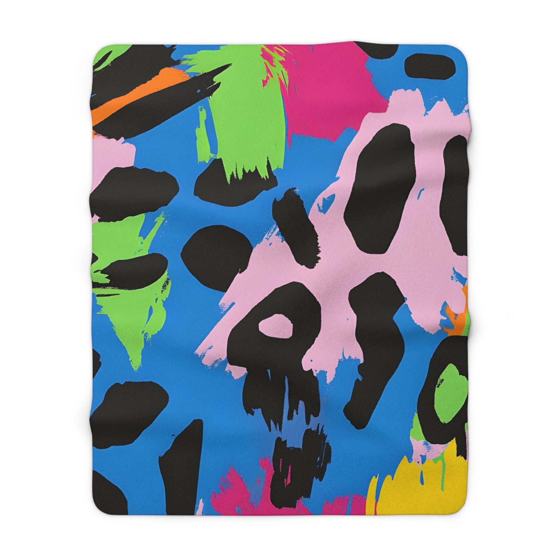 90s Neon Sherpa Fleece Blanket, Artsulli - Art is Long, Life is Short, Home Decor, Size, 60" × 80", , , , , 29793963074242291352