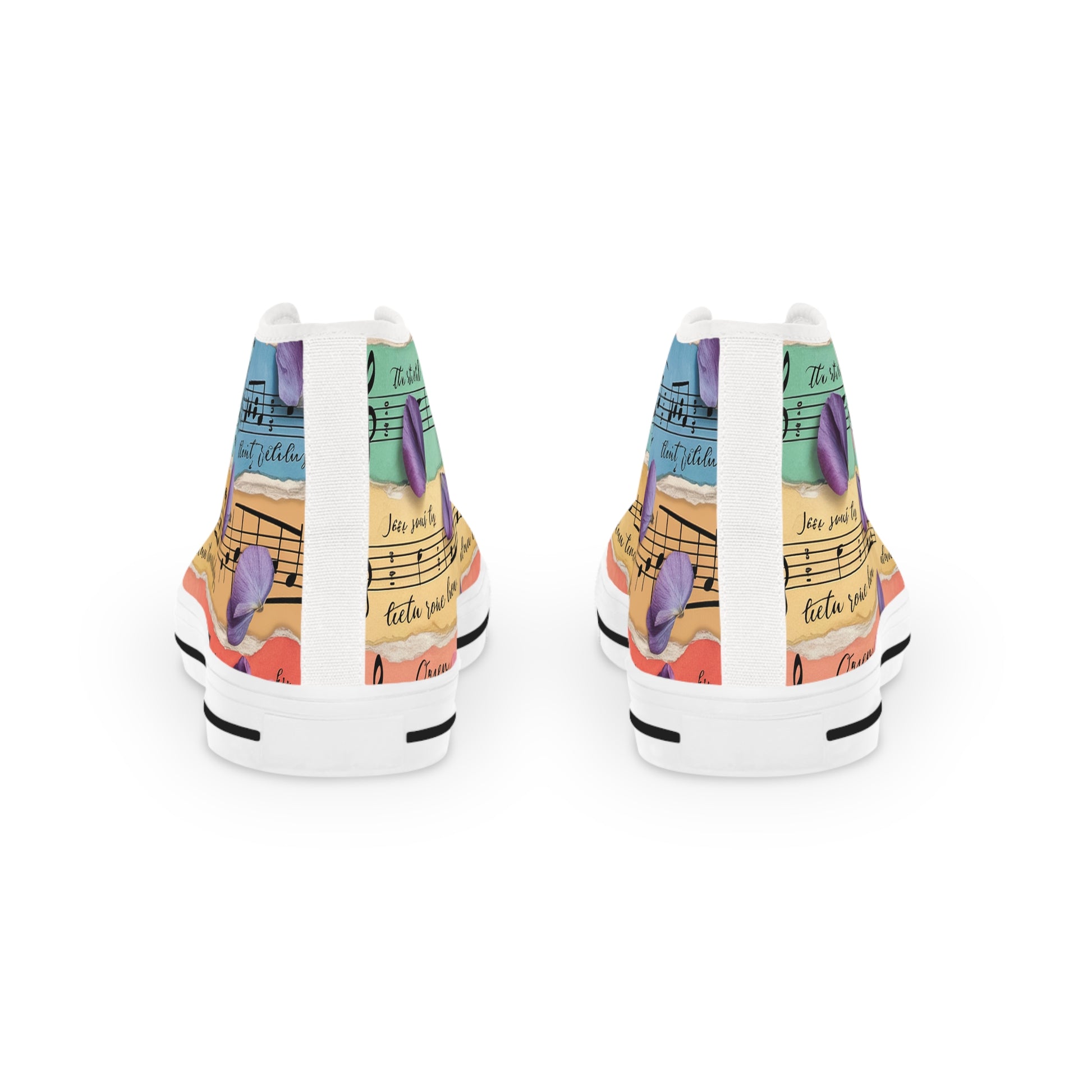 Torn Type Beat Sheet Music Multi-Color Men's High Top Sneakers, Artsulli - Art is Long, Life is Short, Shoes, , , , , , , 