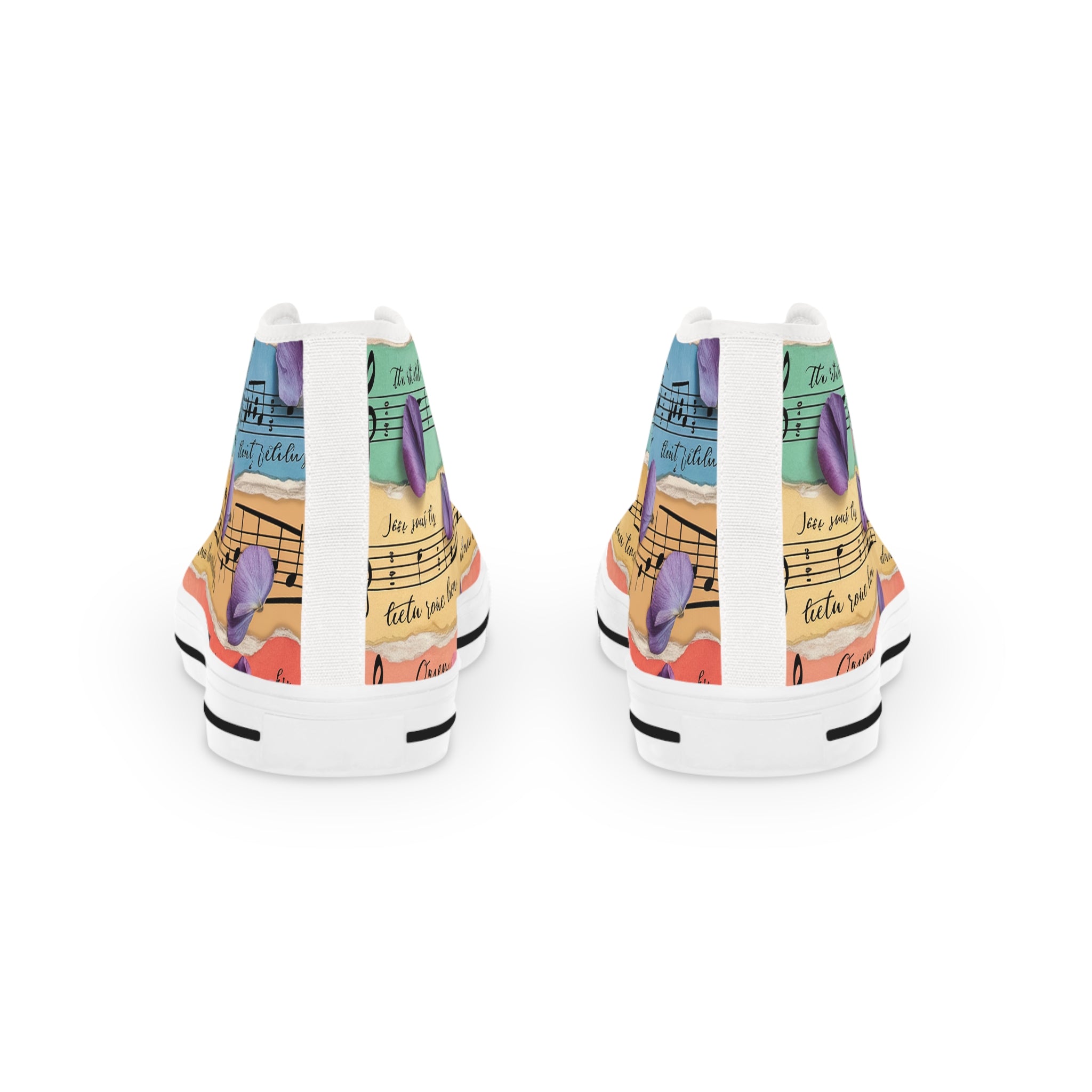 Torn Type Beat Sheet Music Multi-Color Men's High Top Sneakers, Artsulli - Art is Long, Life is Short, Shoes, , , , , , , 