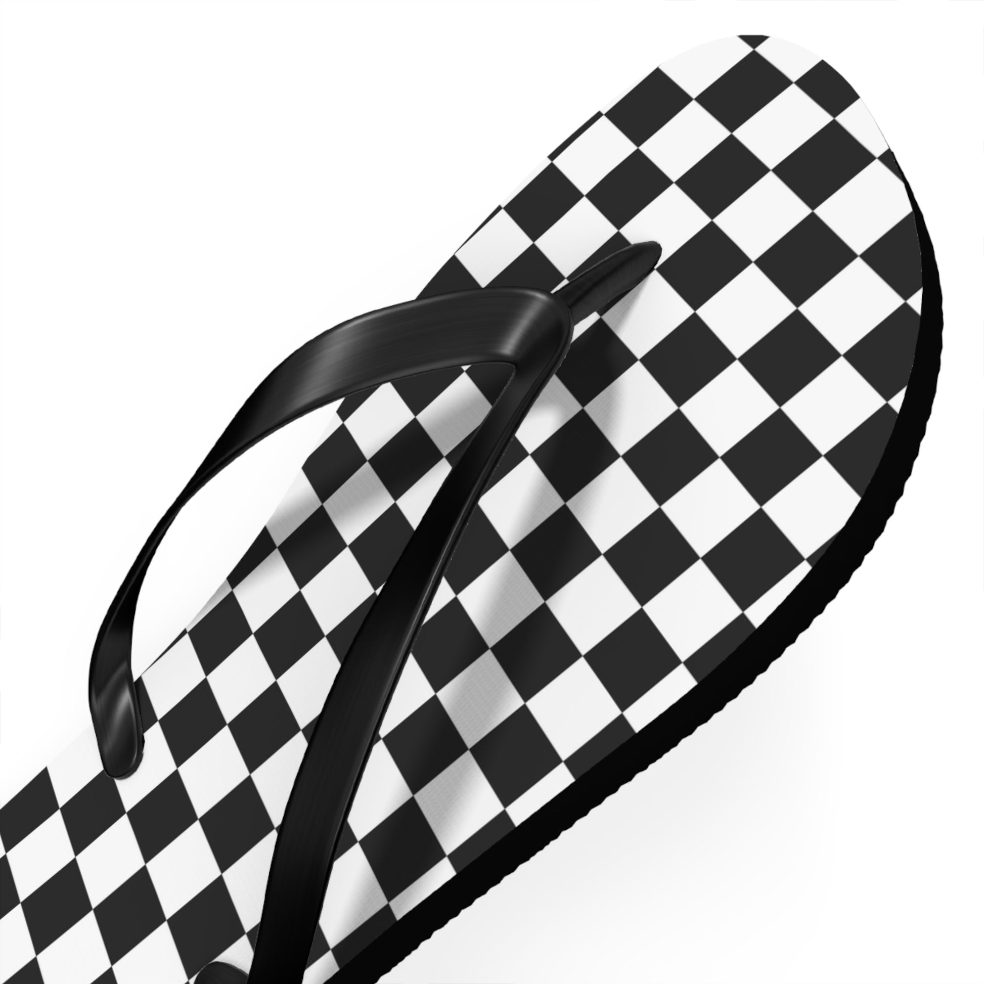 Checkerboard White and Black Flip Flops, Artsulli - Art is Long, Life is Short, Shoes, , , , , , , 