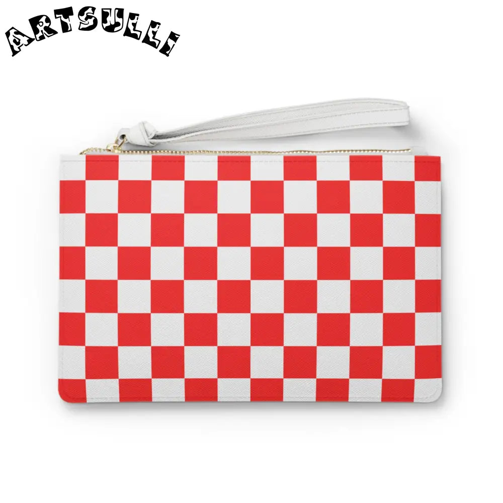 JAKKOUTTHEBXX Checkerboard Red and White Clutch Bag JAKKOUTTHEBXX