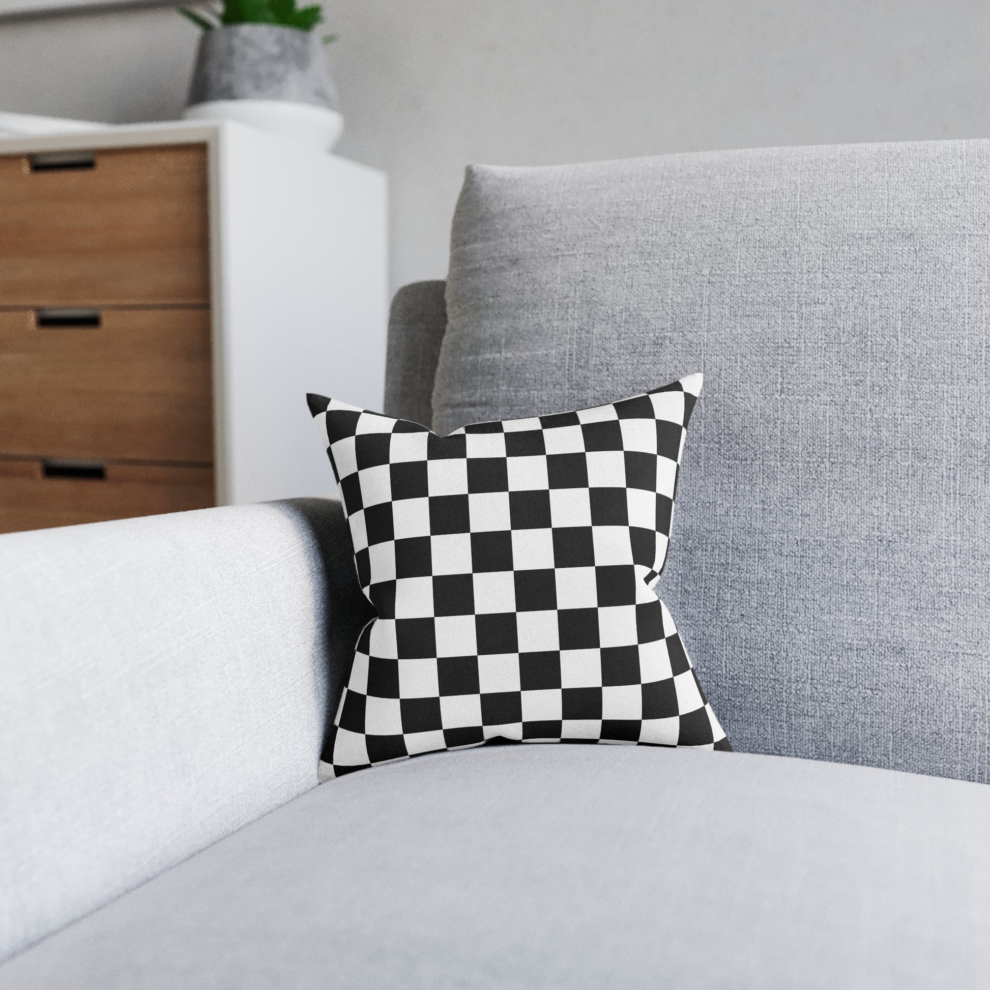 Checkerboard Black and White Square Pillow, Artsulli - Art is Long, Life is Short, Home Decor, , , , , , , 