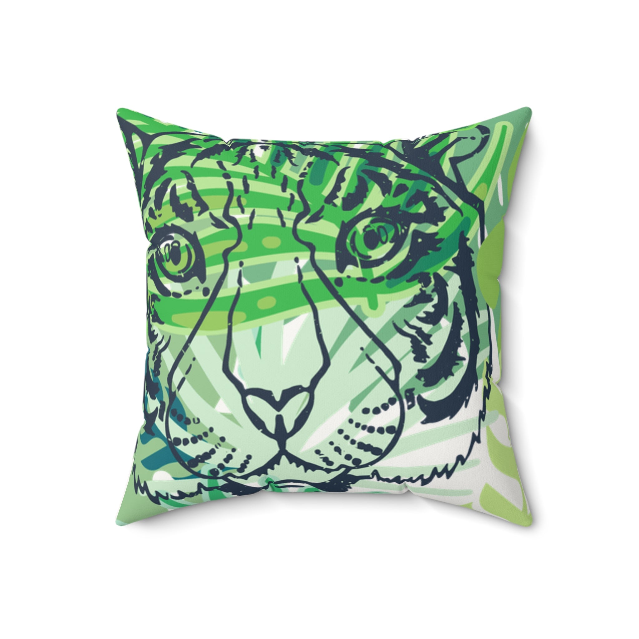Tropical Jungle Tigers Green Faux Suede Square Pillow, Artsulli - Art is Long, Life is Short, Home Decor, , , , , , , 