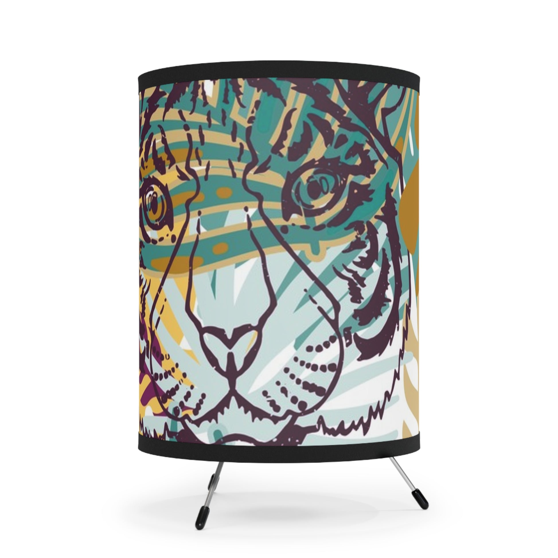 Tropical Jungle Tigers Brown and Green Tripod Lamp with High-Res Printed Shade, US\CA plug, Artsulli - Art is Long, Life is Short, Home Decor, , , , , , , 