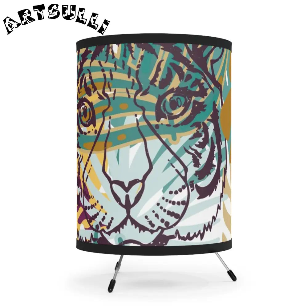 JAKKOUTTHEBXX Tropical Jungle Tigers Brown and Green Tripod Lamp