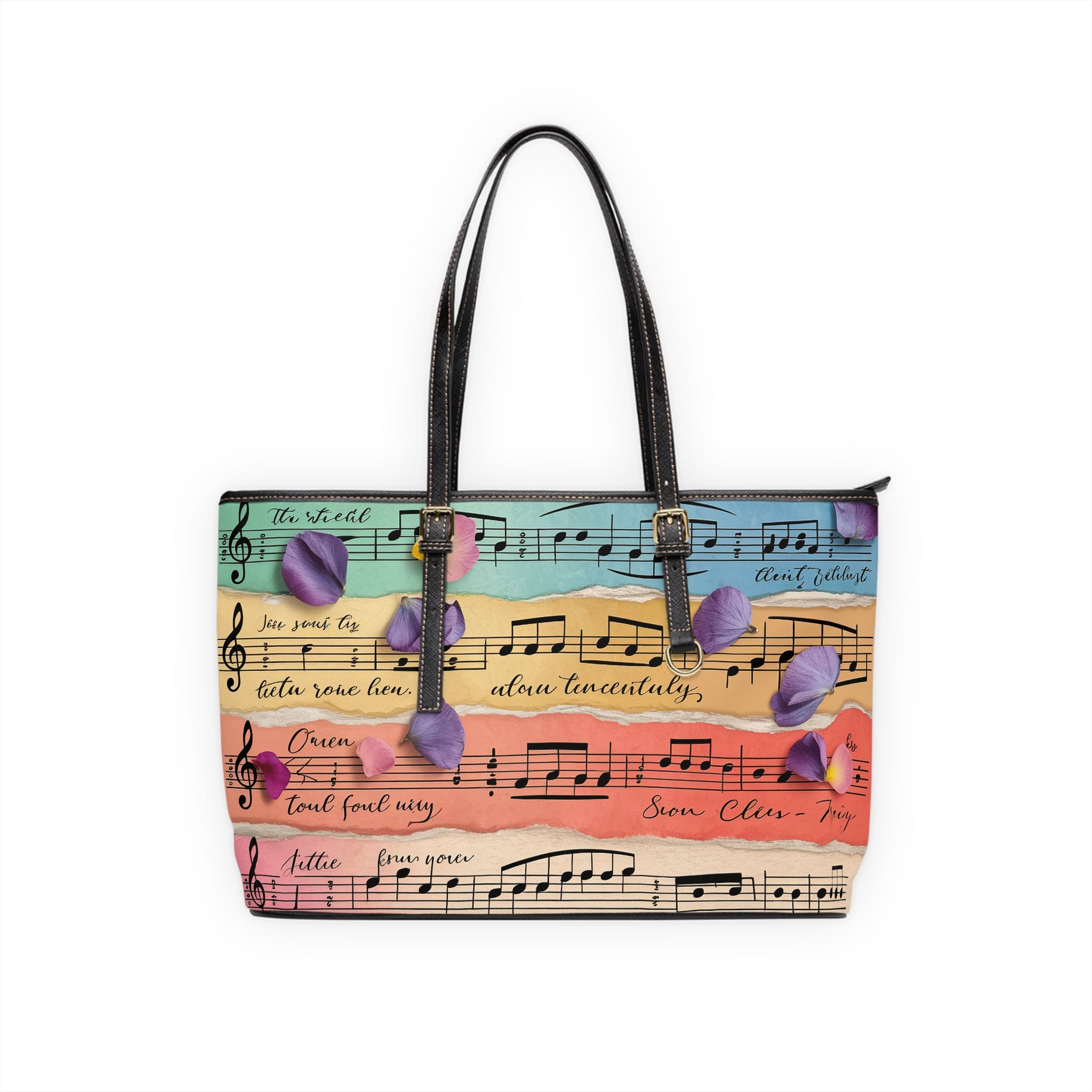 Torn Type Beat Sheet Music Multi-Color PU Leather Shoulder Bag, Artsulli - Art is Long, Life is Short, Bags, Size, 17" x 11", Color, Black, , , 16923918841843369491