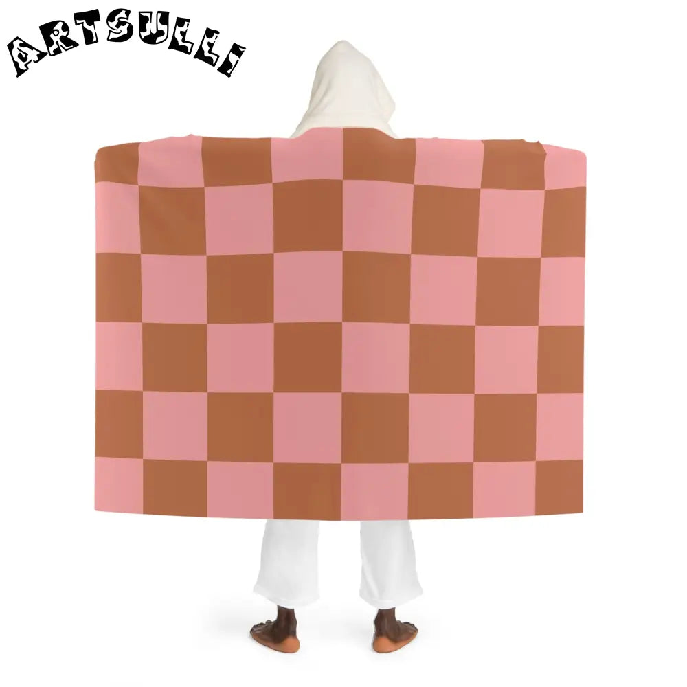 JAKKOUTTHEBXX Pink Checkered Hooded Sherpa Fleece Blanket 2025