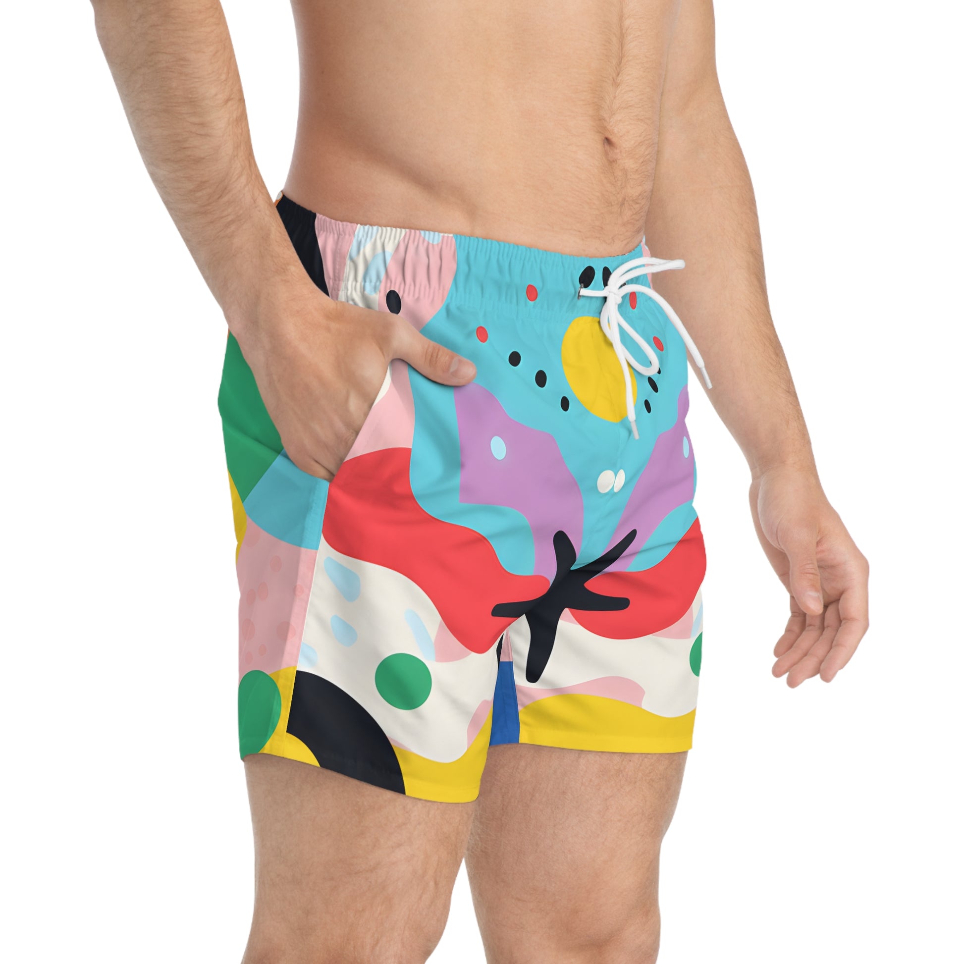 Colorful Abstract Shapes Swim Trunks (AOP), Artsulli - Art is Long, Life is Short, All Over Prints, , , , , , , 