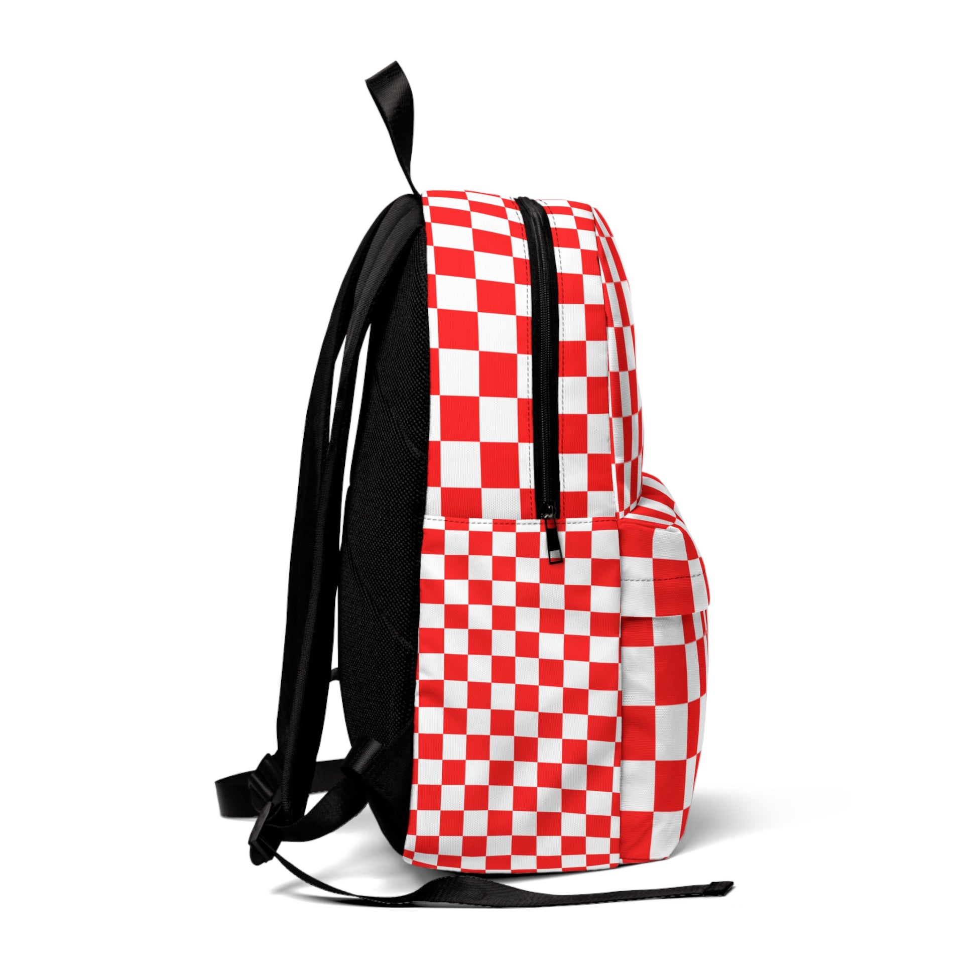 Checkerboard Red and White Unisex Classic Backpack, Artsulli - Art is Long, Life is Short, Bags, , , , , , , 