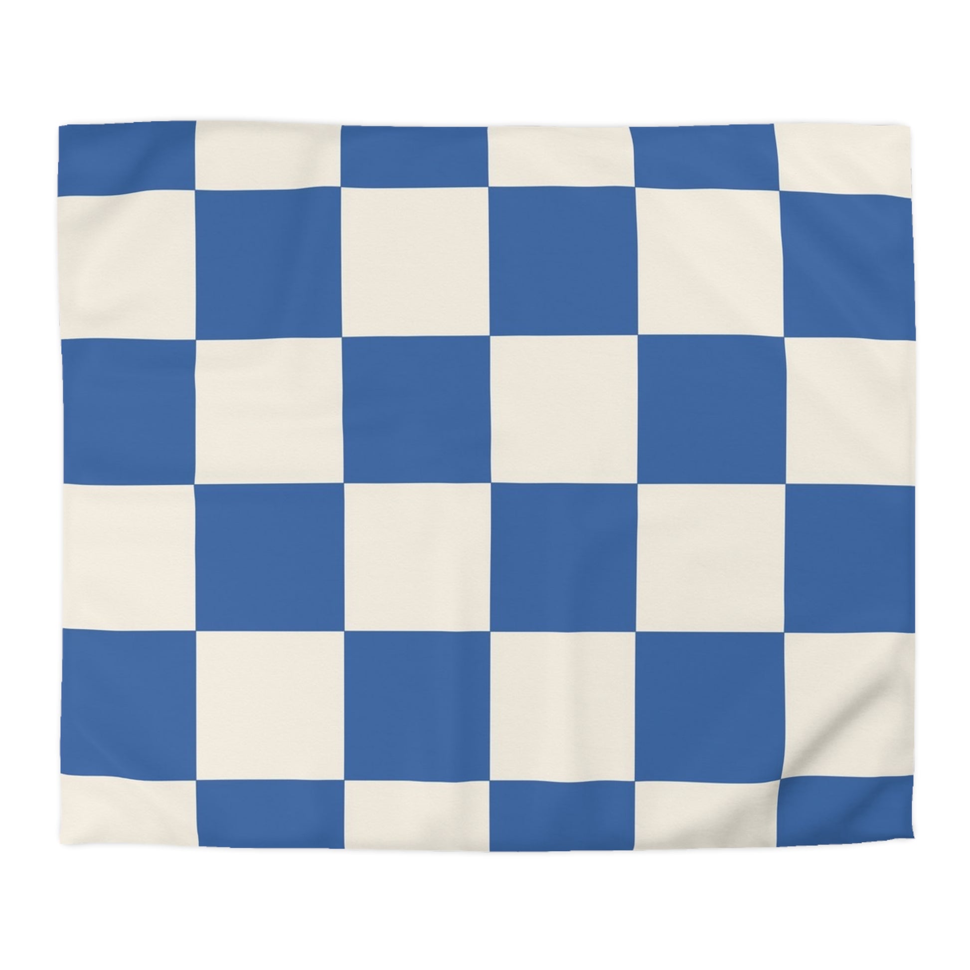 Checkerboard Blue Microfiber Duvet Cover, Artsulli - Art is Long, Life is Short, Home Decor, Size, King, Color, Cream, , , 23046996723020025726
