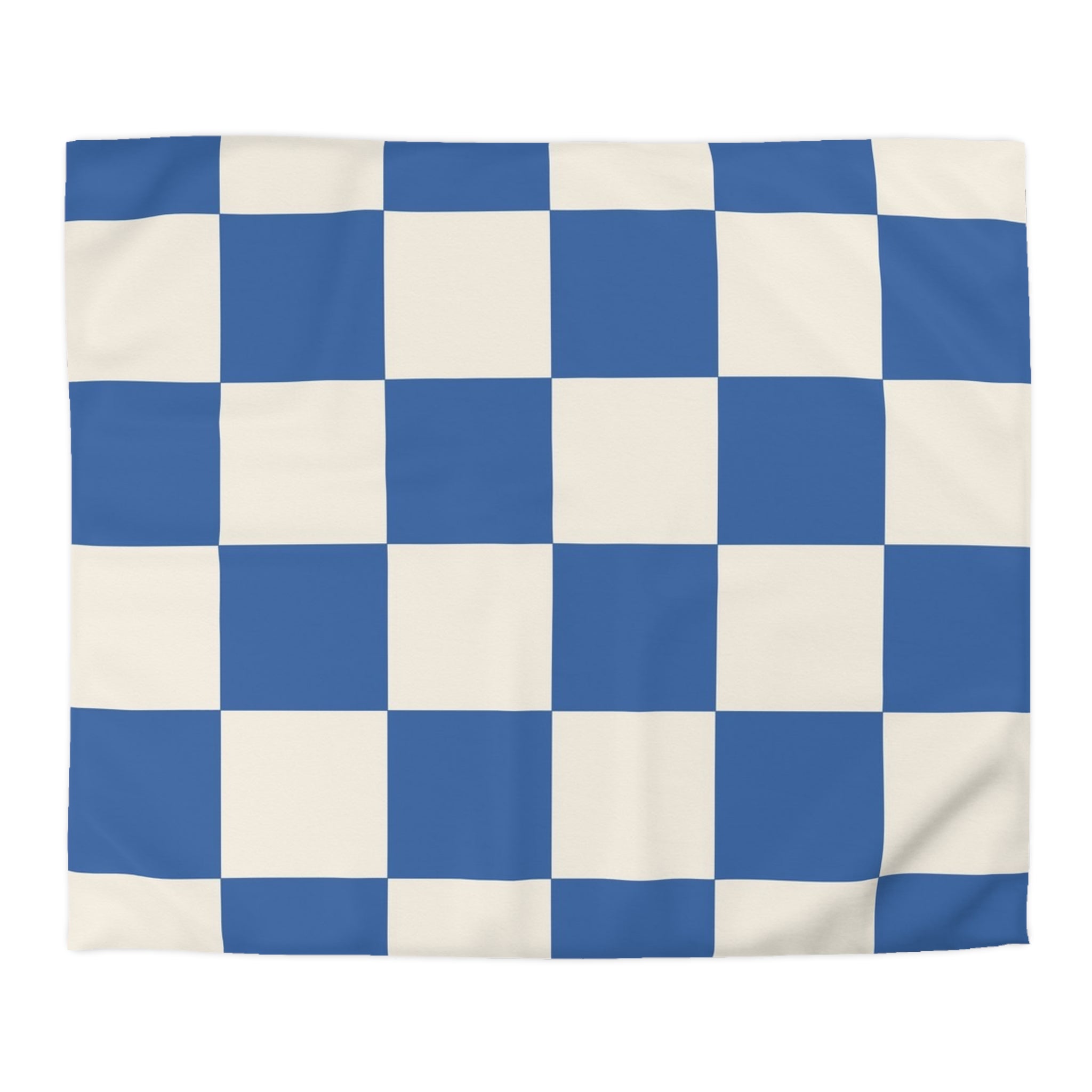 Checkerboard Blue Microfiber Duvet Cover, Artsulli - Art is Long, Life is Short, Home Decor, Size, King, Color, Cream, , , 23046996723020025726