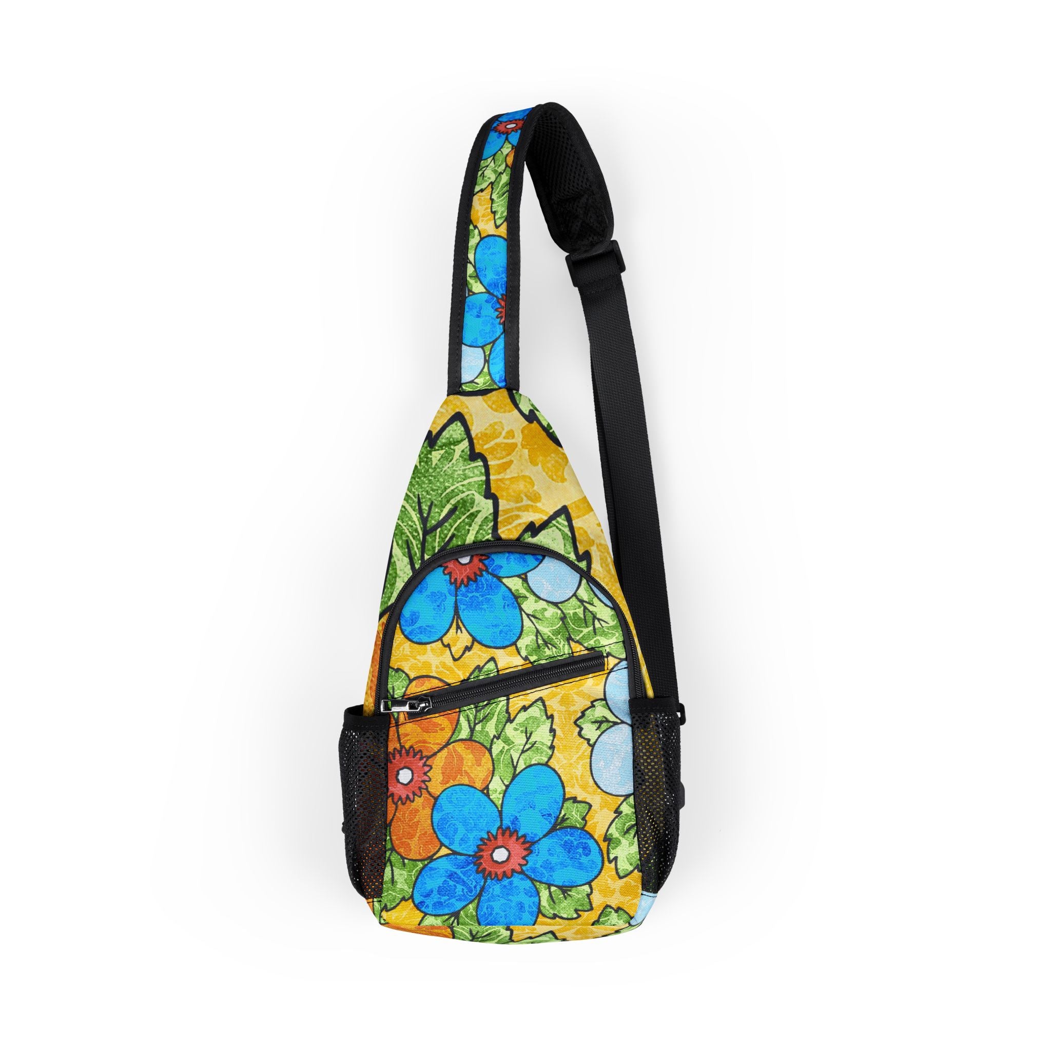 Groovy Yellow Floral Kl Chest Bag (AOP), Artsulli - Art is Long, Life is Short, Bags, Size, One size, , , , , 22025966053079237613