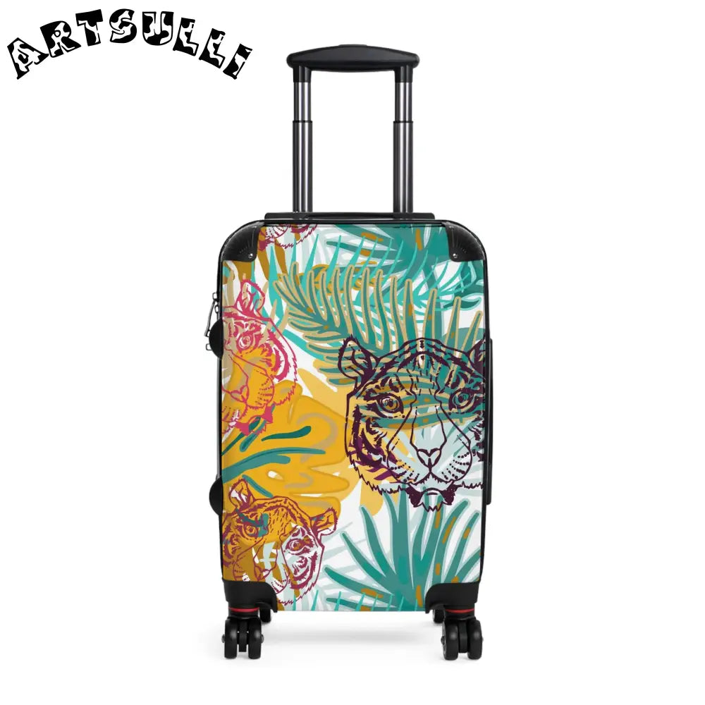 JAKKOUTTHEBXX Tropical Jungle Tigers Brown and Green Suitcase