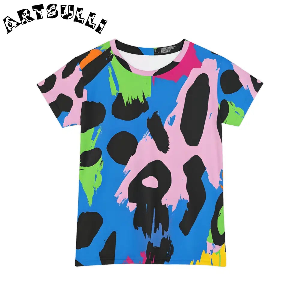 90s Neon Women's Short Sleeve Shirt (AOP), Artsulli - Art is Long, Life is Short, All Over Prints, Size, XS, , , , , 73209099065170783746
