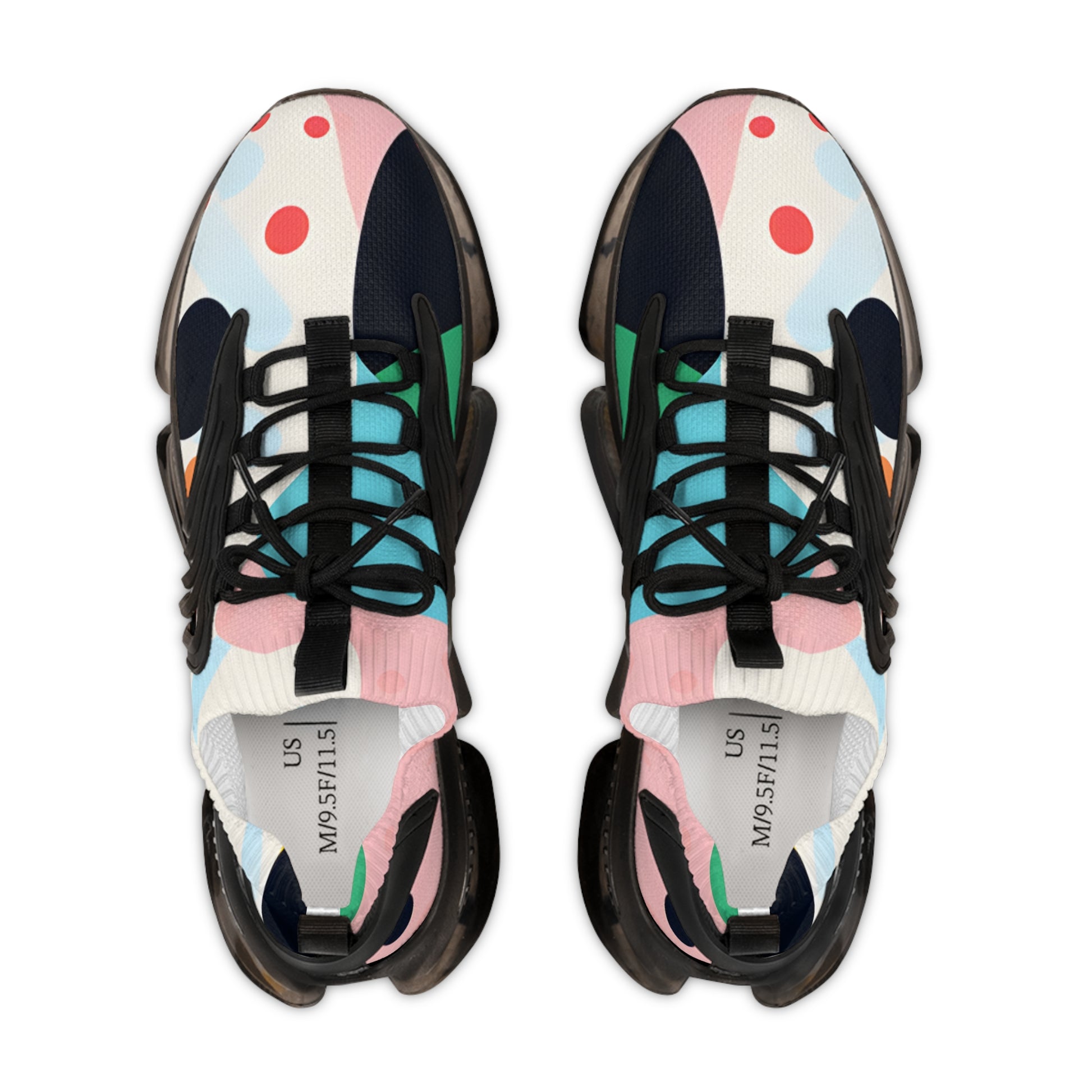 Colorful Abstract Shapes Men's Mesh Sneakers, Artsulli - Art is Long, Life is Short, Shoes, , , , , , , 