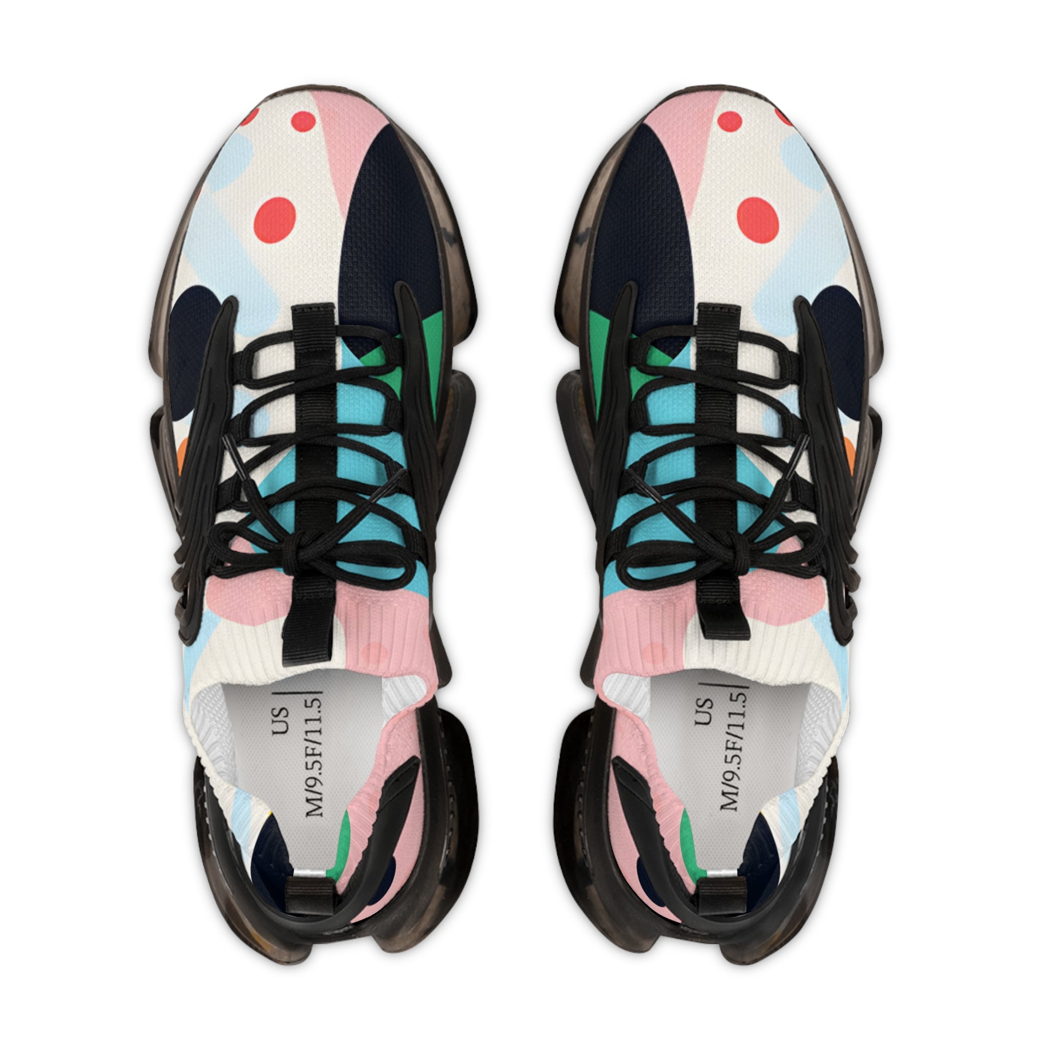 Colorful Abstract Shapes Men's Mesh Sneakers, Artsulli - Art is Long, Life is Short, Shoes, , , , , , , 
