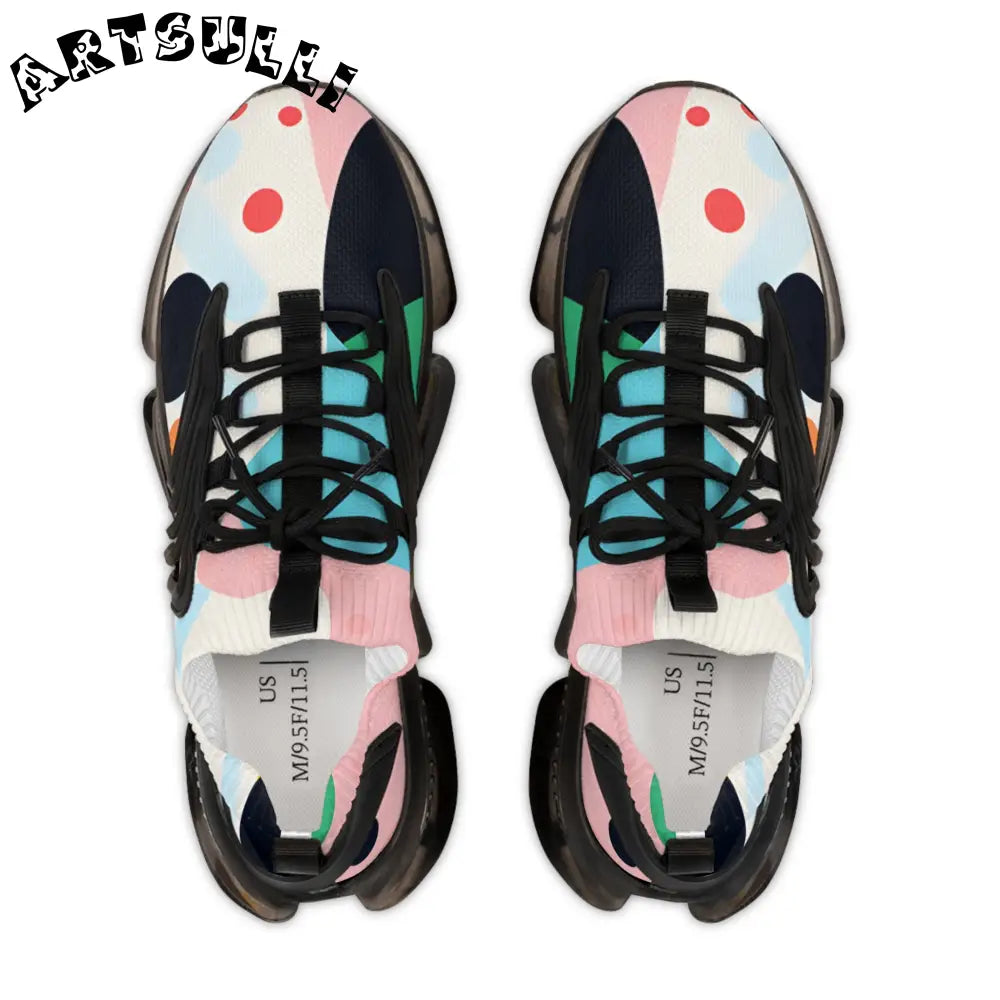 JAKKOUTTHEBXX Colorful Abstract Shapes Men’s Mesh Sneakers