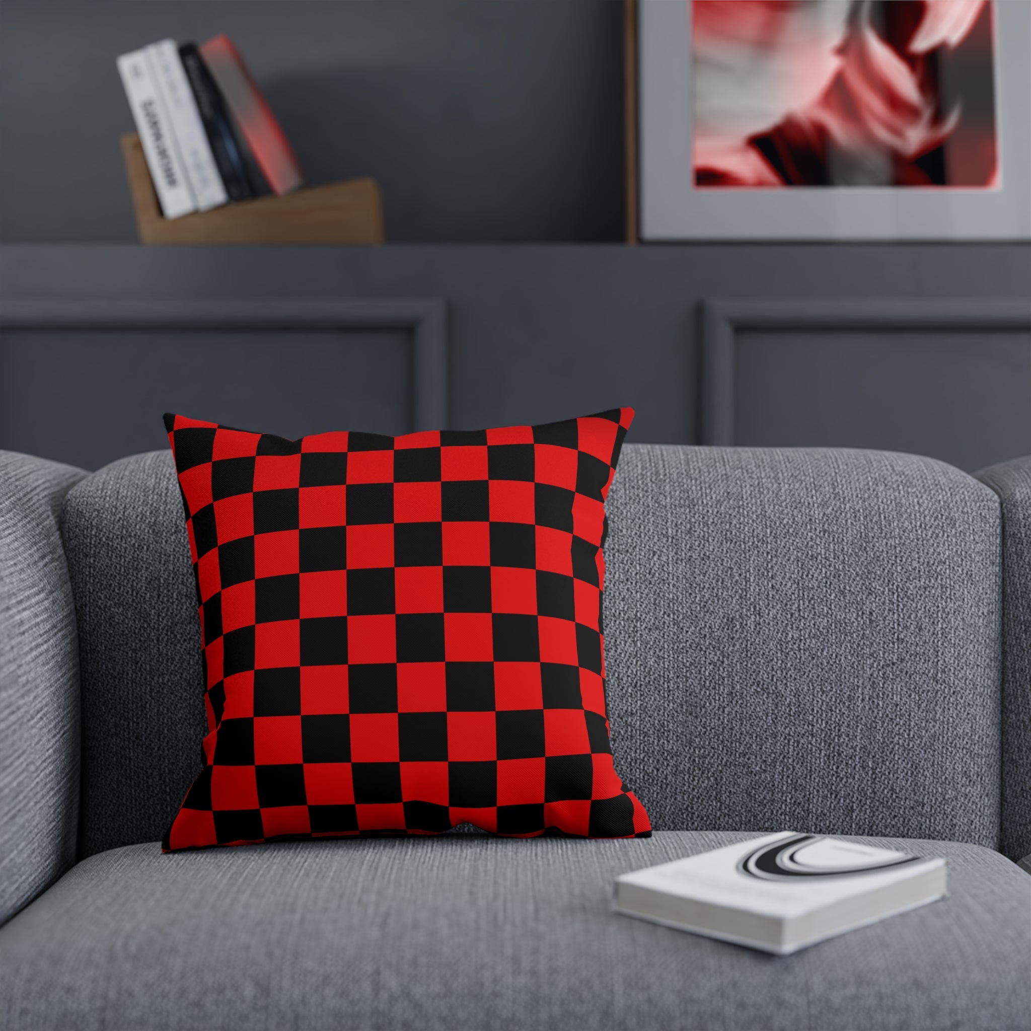 Checkerboard Red and Black Cushion, Artsulli - Art is Long, Life is Short, Home Decor, , , , , , , 