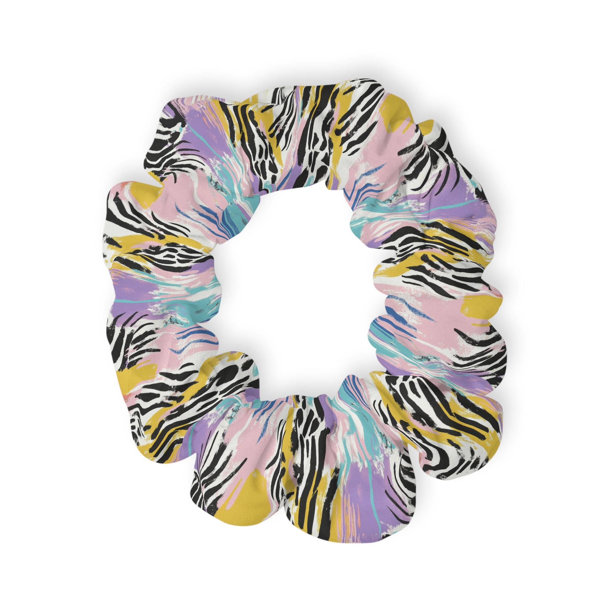 Wild Zebra Stripes x Paint Brush Strokes Multi-Color Scrunchie, Artsulli - Art is Long, Life is Short, Accessories, Size, 4'' × 4'', , , , , 15928180003720