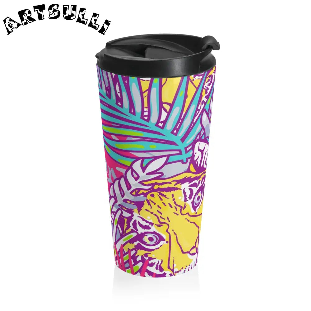 JAKKOUTTHEBXX Tropical Floral Tigers Torquise and Purple Stainless
