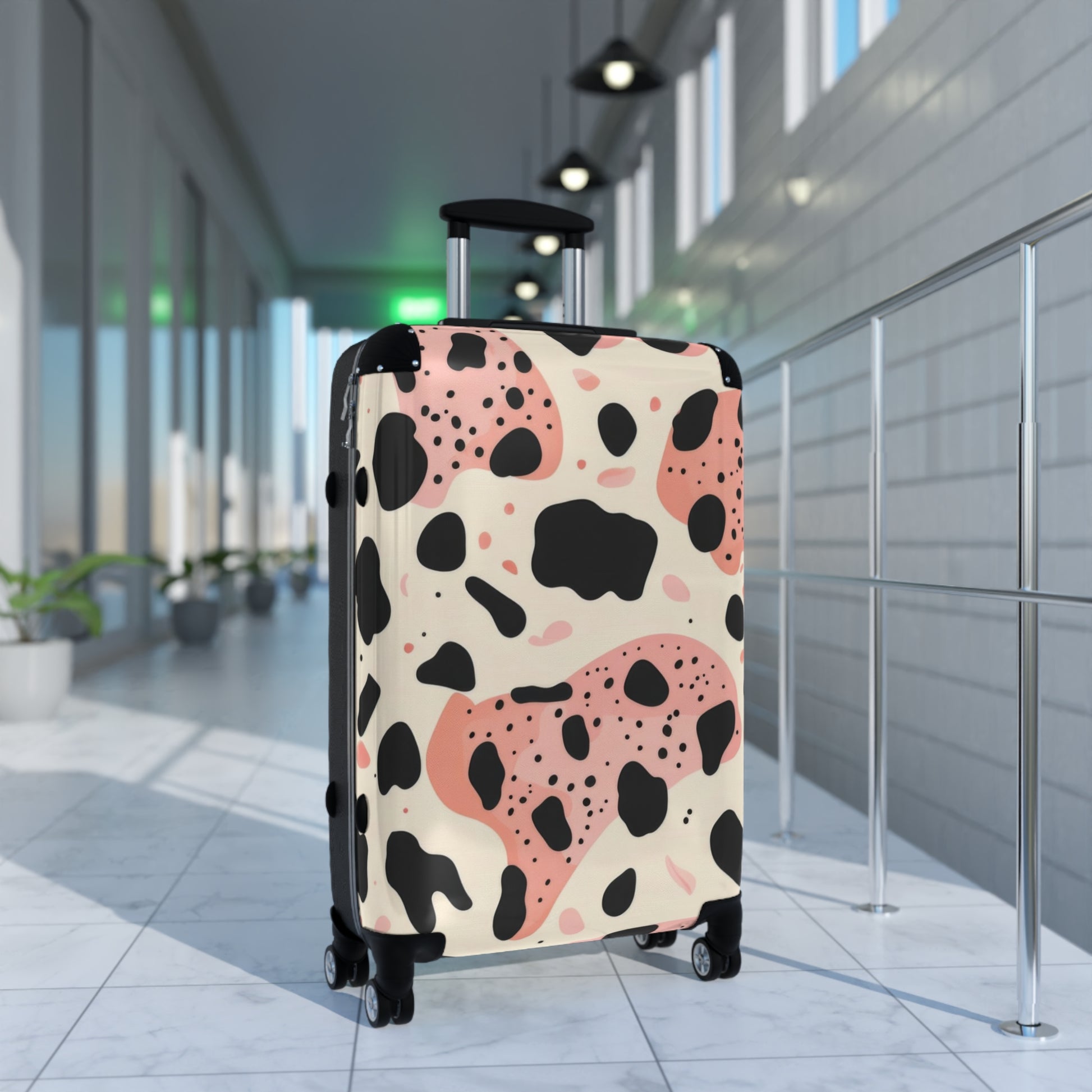 Organic Cow Print Cream and Pink Suitcase, Artsulli - Art is Long, Life is Short, Bags, , , , , , , 