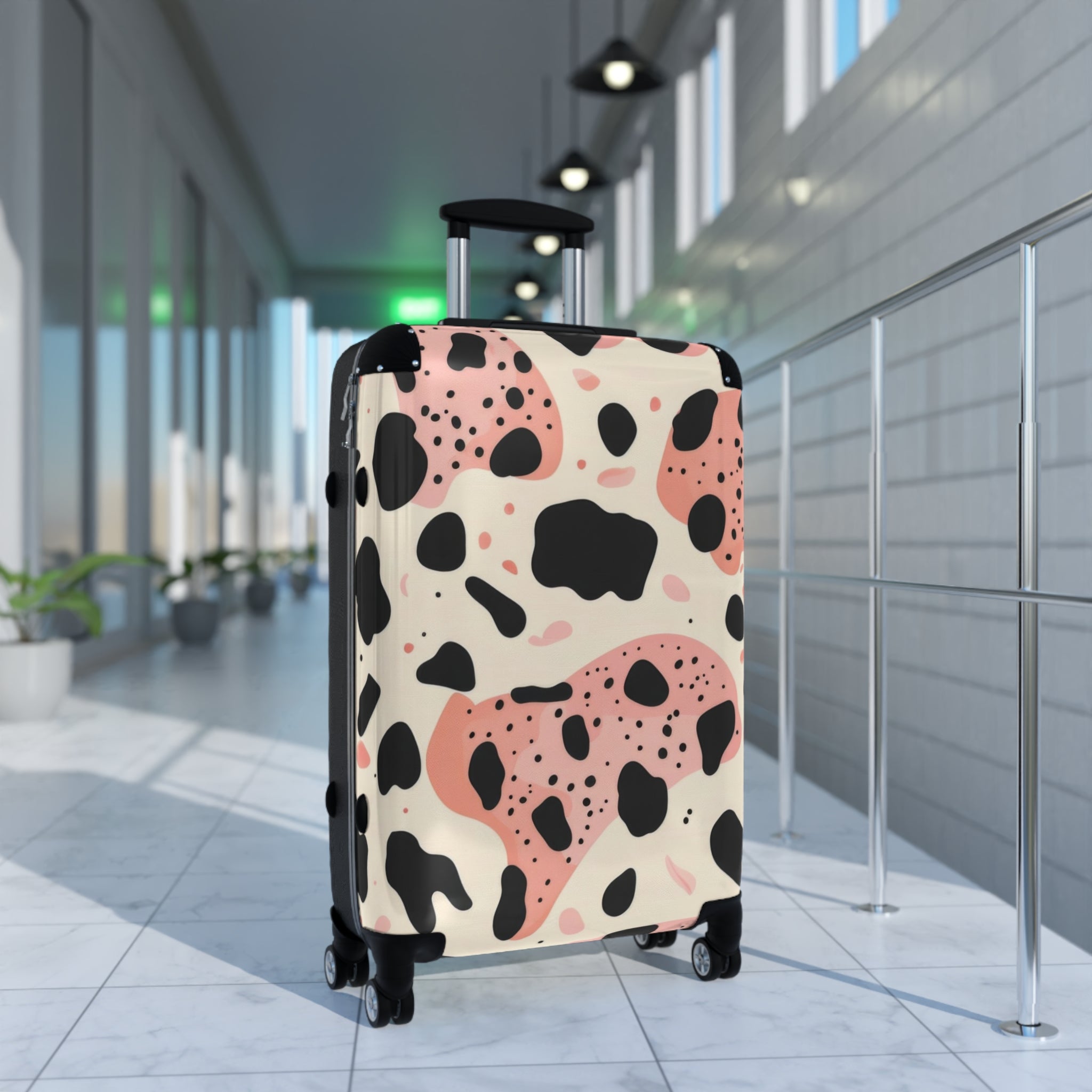 Organic Cow Print Cream and Pink Suitcase, Artsulli - Art is Long, Life is Short, Bags, , , , , , , 