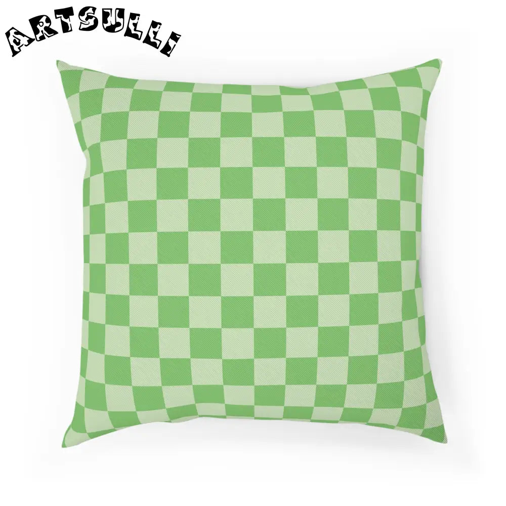 JAKKOUTTHEBXX Checkerboard Green Cushion JAKKOUTTHEBXX Artsulli