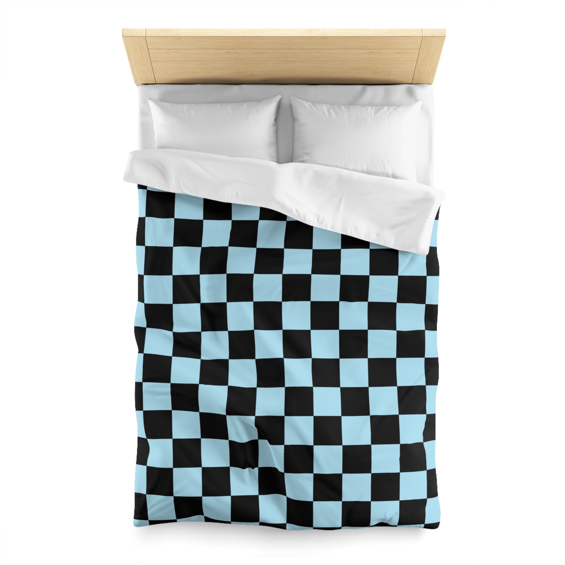 Checkerboard Black and Blue Microfiber Duvet Cover, Artsulli - Art is Long, Life is Short, Home Decor, , , , , , , 
