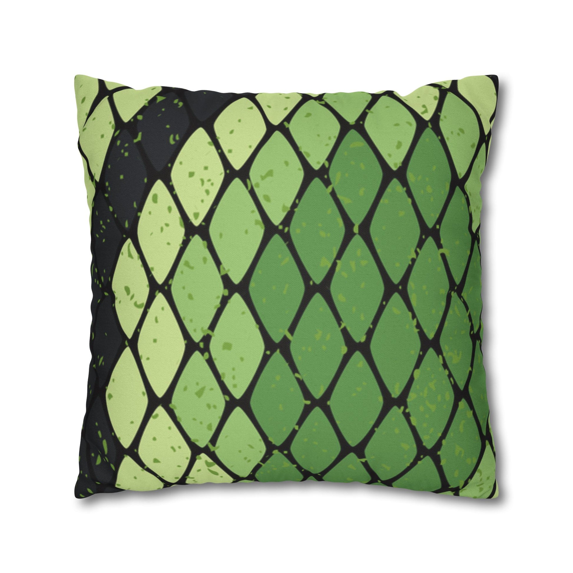 Snake Skin Green and Black Spun Polyester Square Pillowcase, Artsulli - Art is Long, Life is Short, Home Decor, , , , , , , 