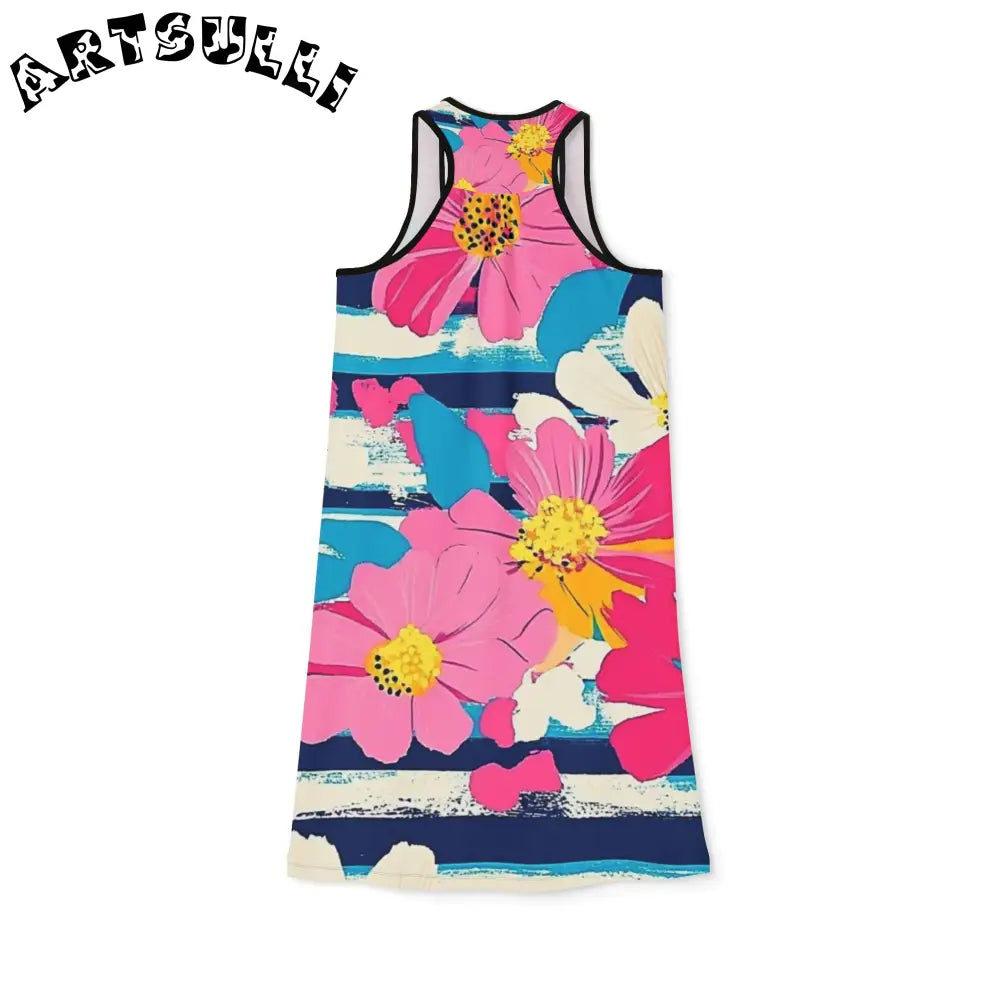 JAKKOUTTHEBXX Dayglo Floral Stripes Multi-Color Women’s Racerback
