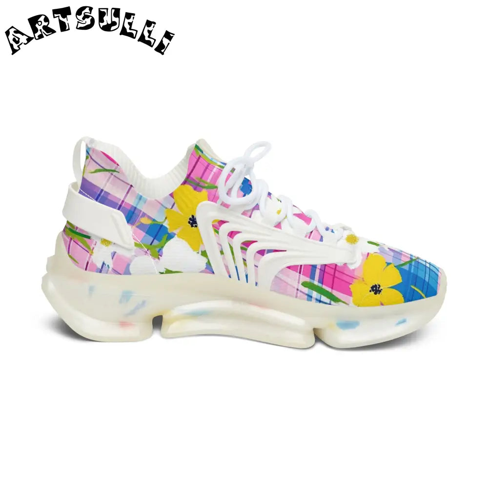 JAKKOUTTHEBXX Plaid Garden Pink and Purple Women’s Mesh Sneakers