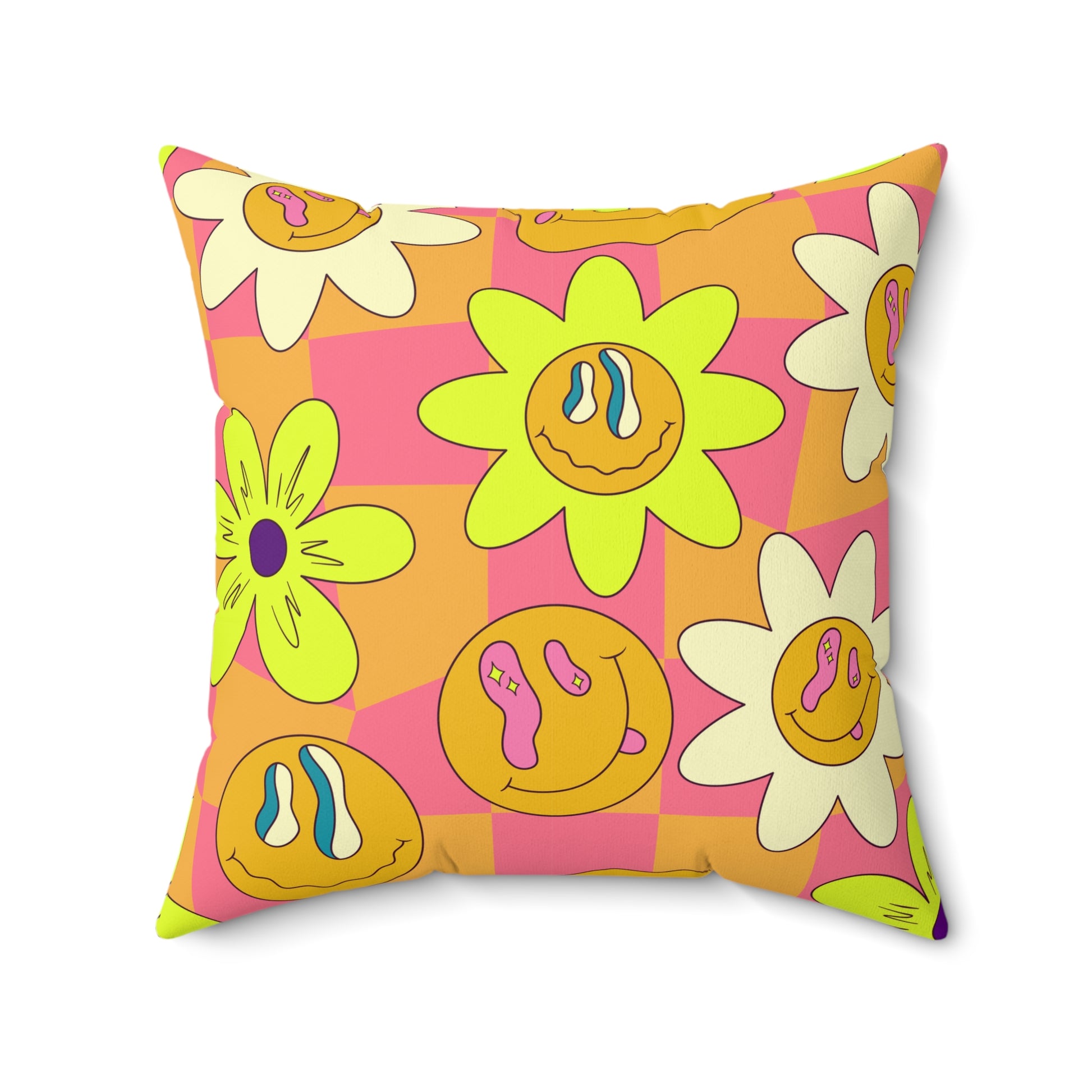 Trippy Sour Face Rave Spun Polyester Square Pillow, Artsulli - Art is Long, Life is Short, Home Decor, , , , , , , 