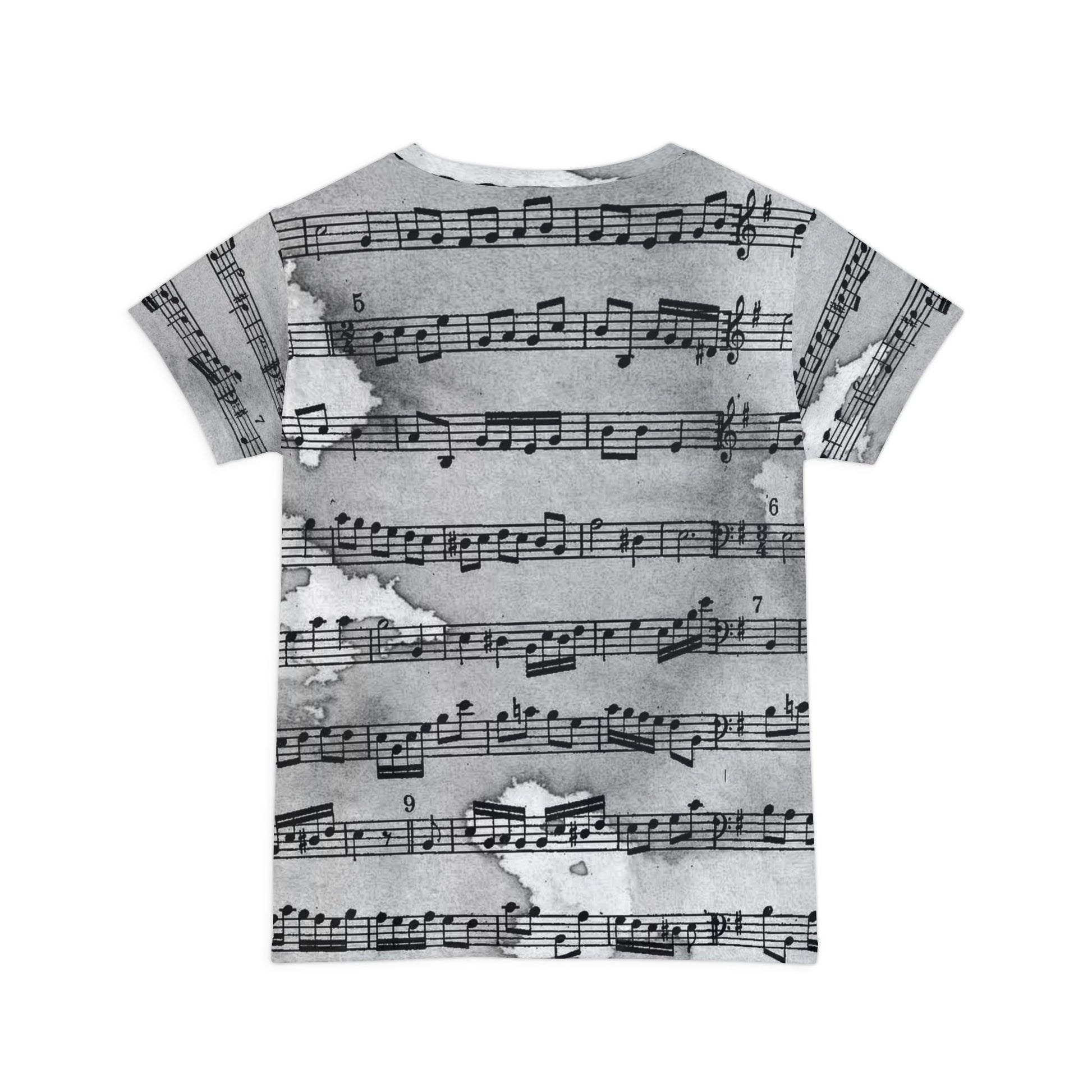 Drip Spill Type Beat Sheet Music Black Women's Short Sleeve Shirt (AOP), Artsulli - Art is Long, Life is Short, All Over Prints, , , , , , , 